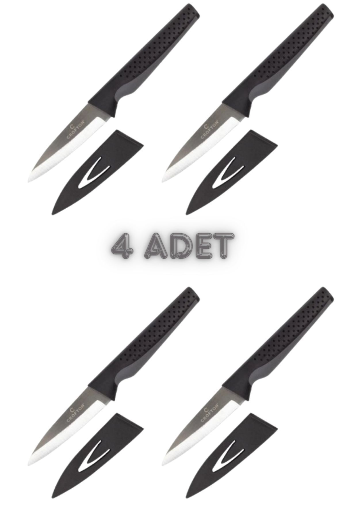 Axe Tools 4 Adet Titanyum Crafton Bıçak 20 Cm Pratik Kullanım Çok Amaçlı Titanyum Şef Bıçağı Koruma Kapaklı