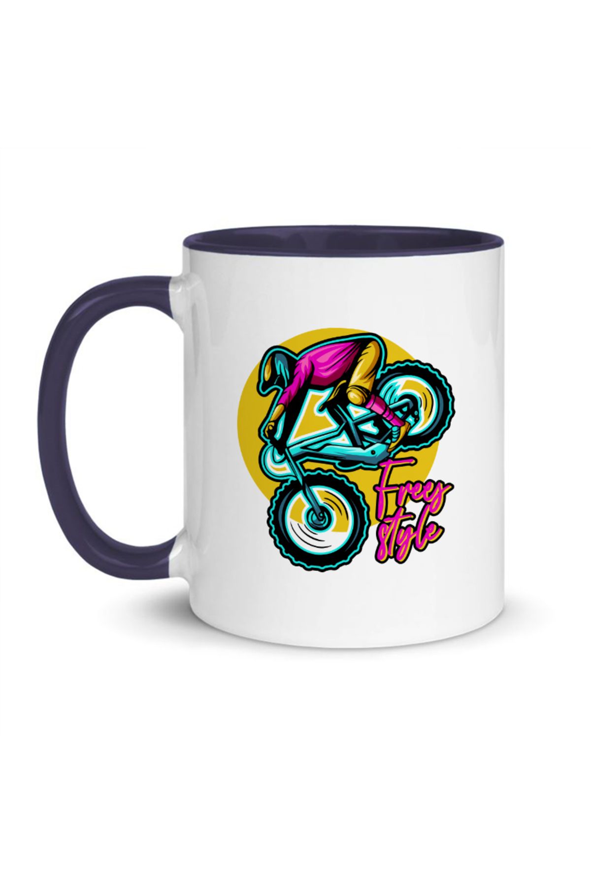 ikitekermarket Bisiklet Temalı Renkli Kupa Bardak, Mug, Hediyelik, MTB, BMX