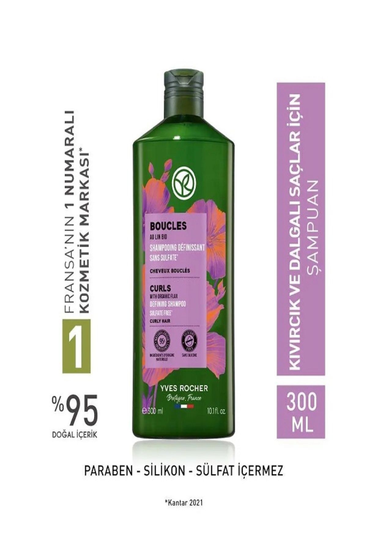 Yves Rocher Bukle Belirginleştirici Şampuan - Kıvırcık ve Dalgalı Saçlar / Boucles Organik Keten ve Agav 300 ml