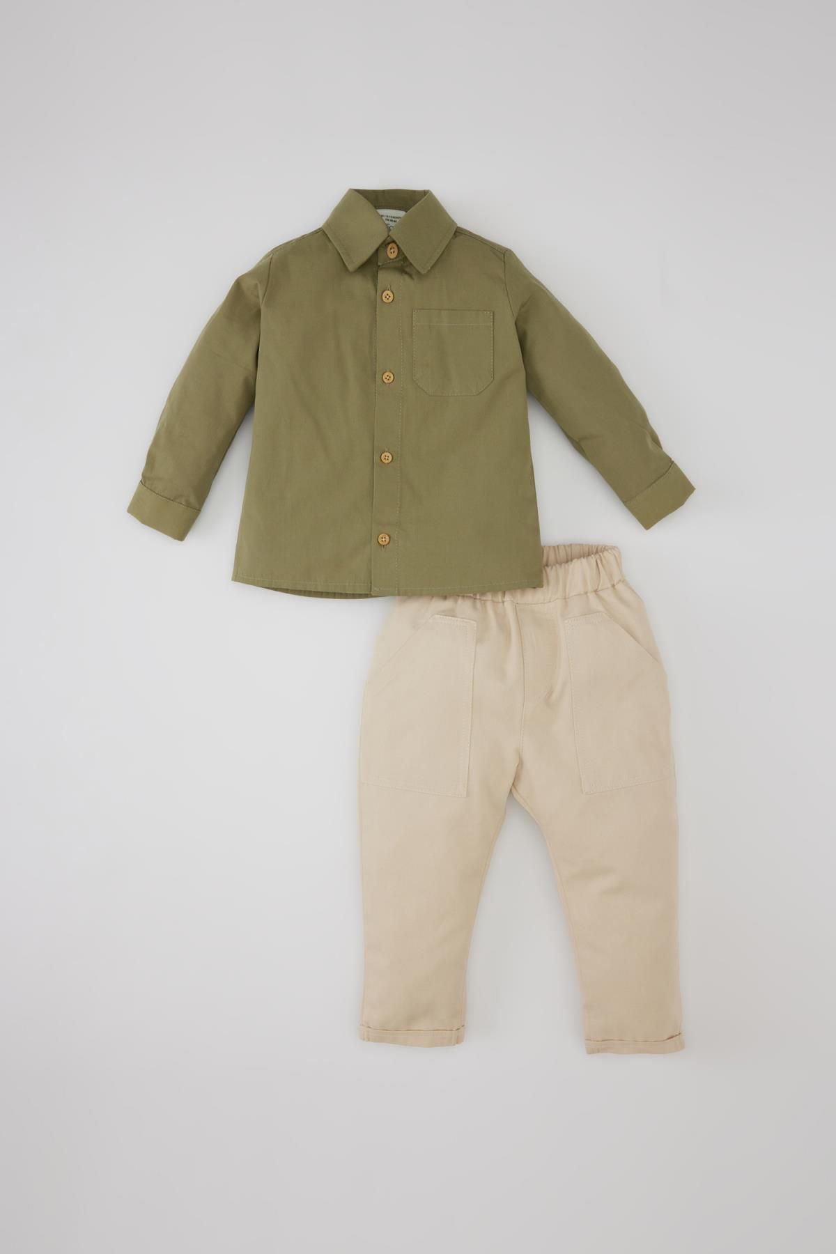 Defacto Erkek Bebek Uzun Kollu Gömlek Twill Pantolon 2'li Takım Z2535a224sp