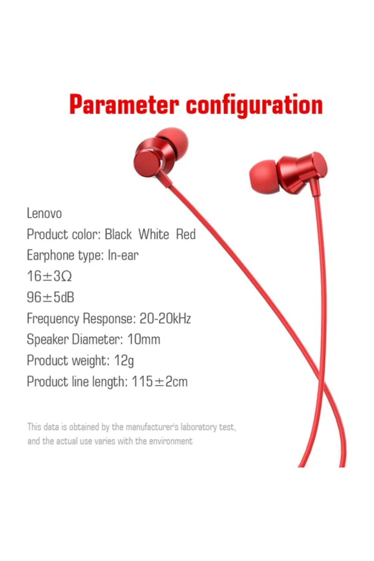 MELEKLER Lenovo HF130 Metal Kablolu Kulakiçi Kulaklık Kırmızı
