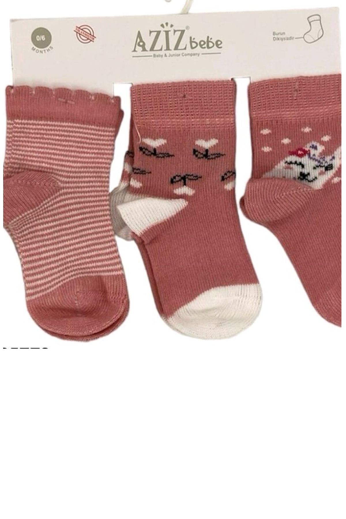 Aziz Bebe Üçlü Kız Bebek Çorabı