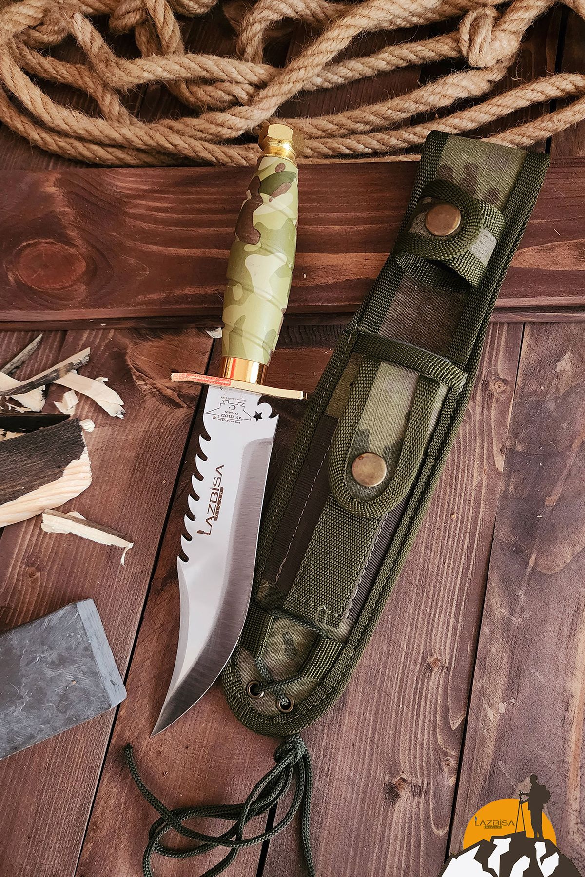 LAZBİSA Outdoor Piknik Kamp Bıçağı Bıçak Çakısı Mutfak Bıçak Kılıflı El Yapımı ( KMDLZ01 )