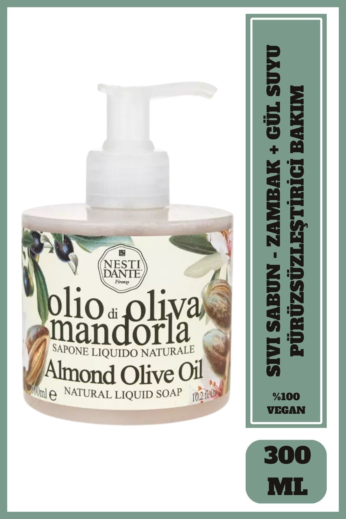 Nesti Dante Sıvı Sabun 100% Olio d'Oliva Badem ve Zeytinyağlı Arındırıcı Vegan Bakım 300 ml