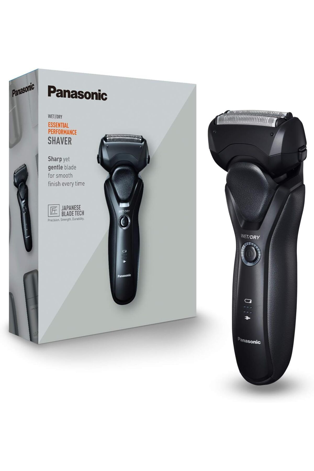 Panasonic Hızlı ve Hassas Kesim için 3 Bıçaklı Islak ve Kuru Erkek Tıraş Makinesi, Siyah