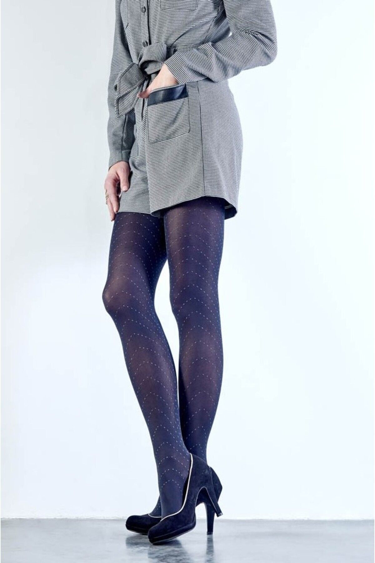 EvaRosabella Fashion Desenli Baskılı Siyah Kadın Külotlu Çorap