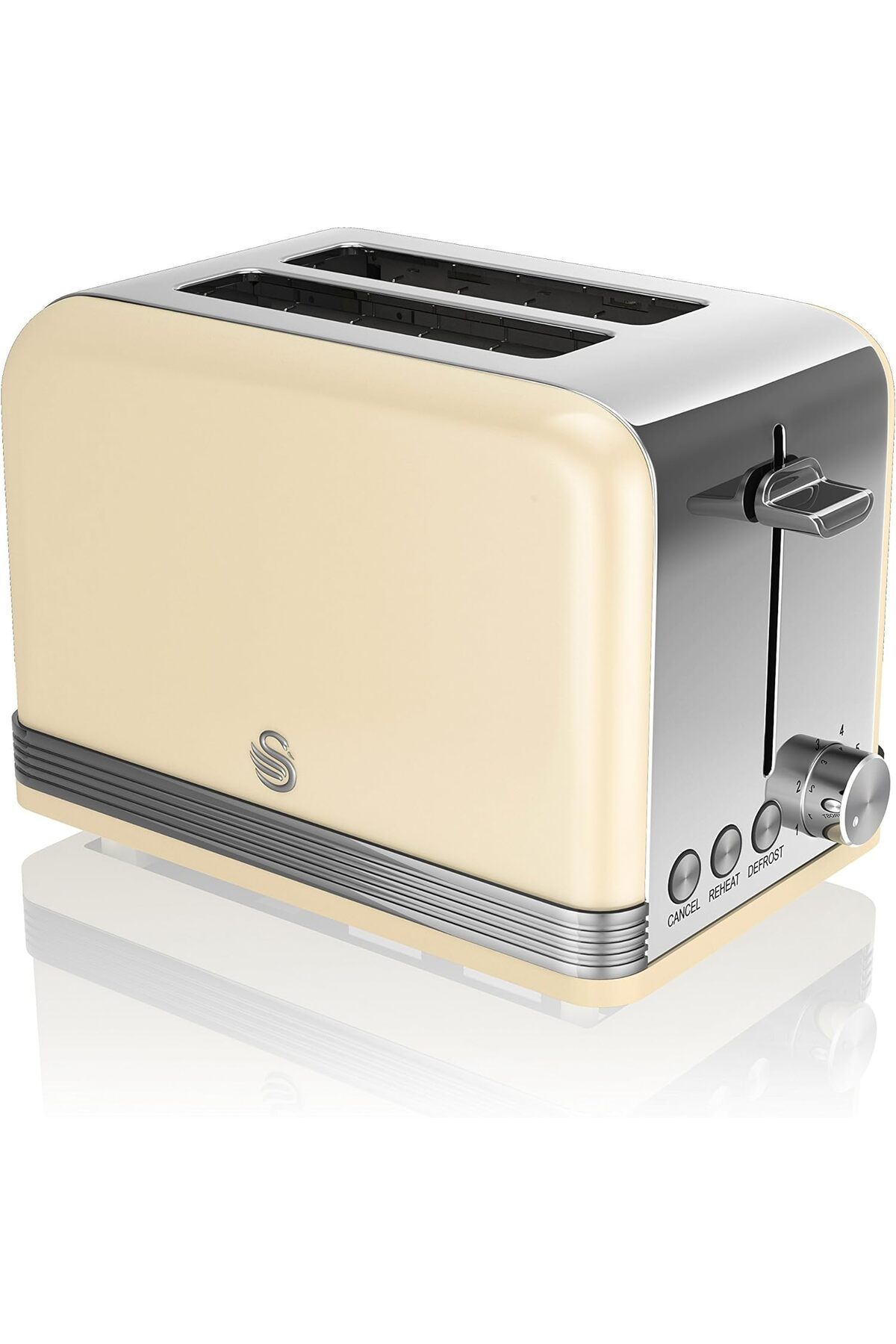 Swann Retro 2 Dilimli Ekmek Kızartma Makinesi, Buz Çözme/Yeniden Isıtma İptal İşlevleriyle