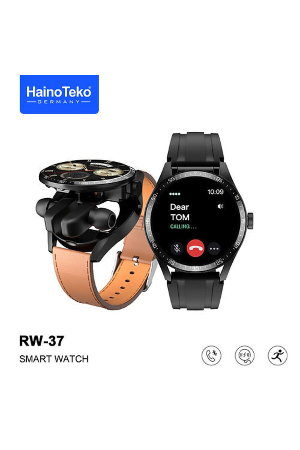 beemen Haino Teko Germany RW-37 Kulaklıklı Çift Kordon Akıllı Saat