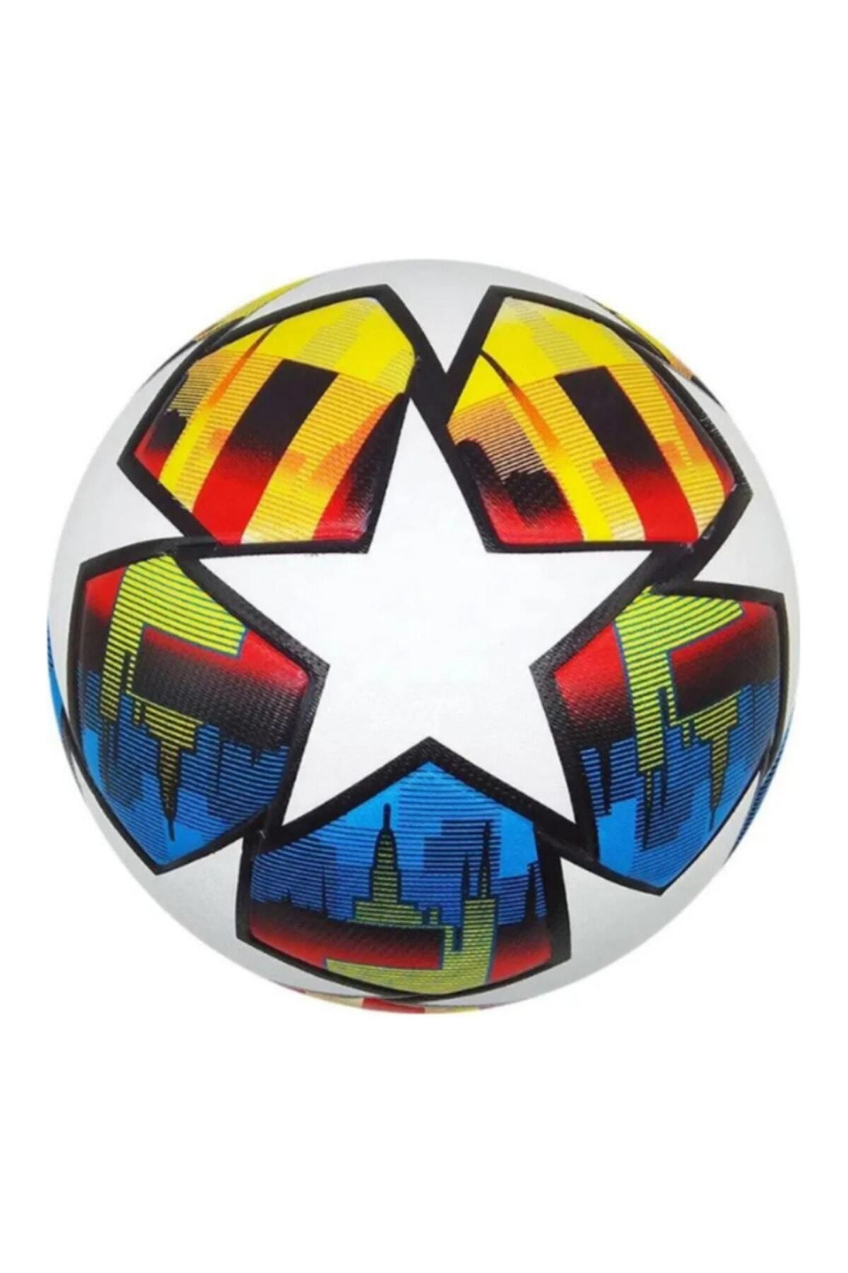 woodhub Renkli Şampiyonlar Ligi Tasarımı Dikişli Futbol Topu, 5 Numara "Şişmiş Olarak Gönderilir."