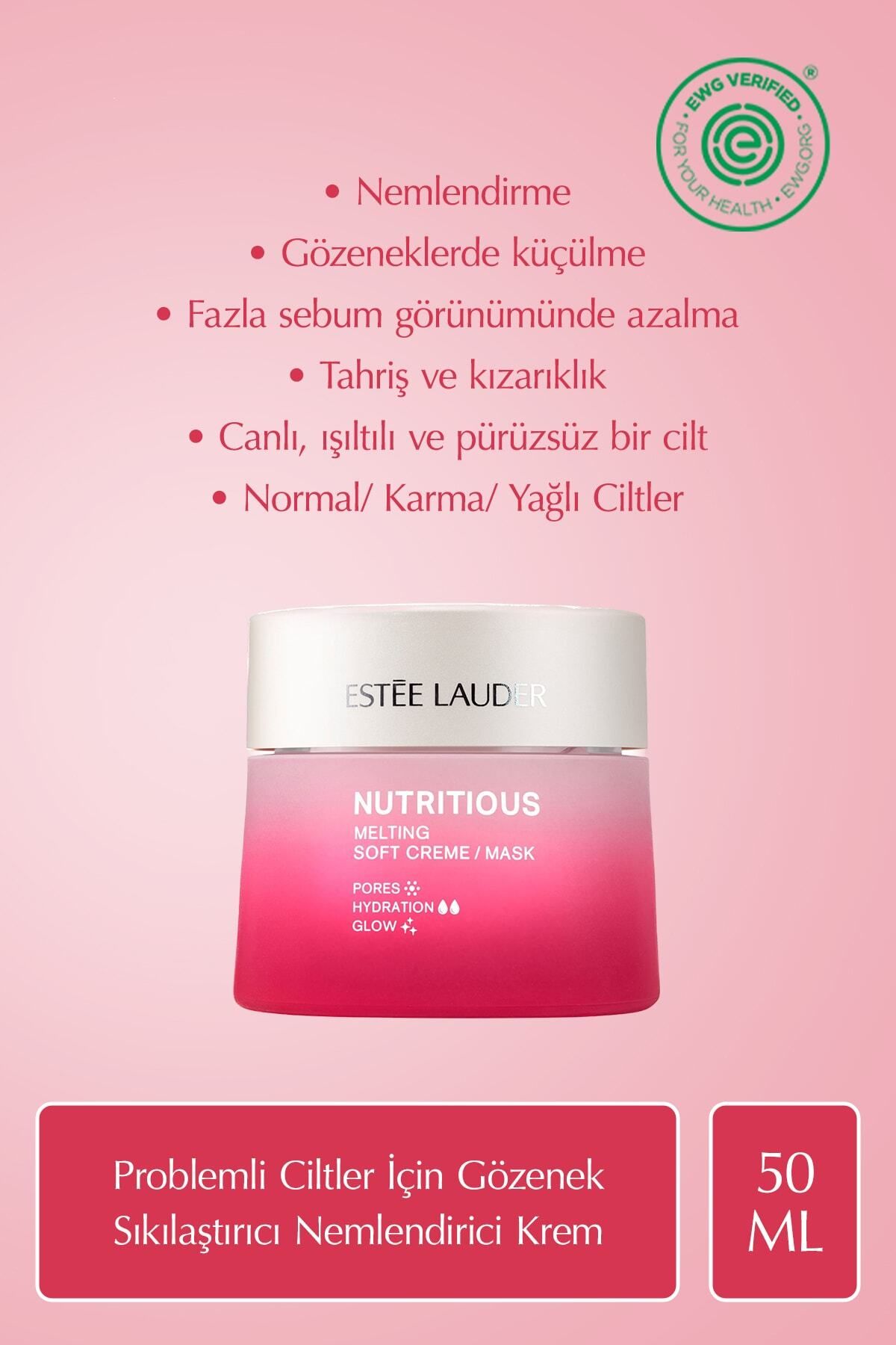 Estee Lauder Nemlendirici Krem - Nutritious Soft Creme Gözenek Sıkılaştırıcı, Yağ Kontrolü, Doğal İçerikler, 50ml