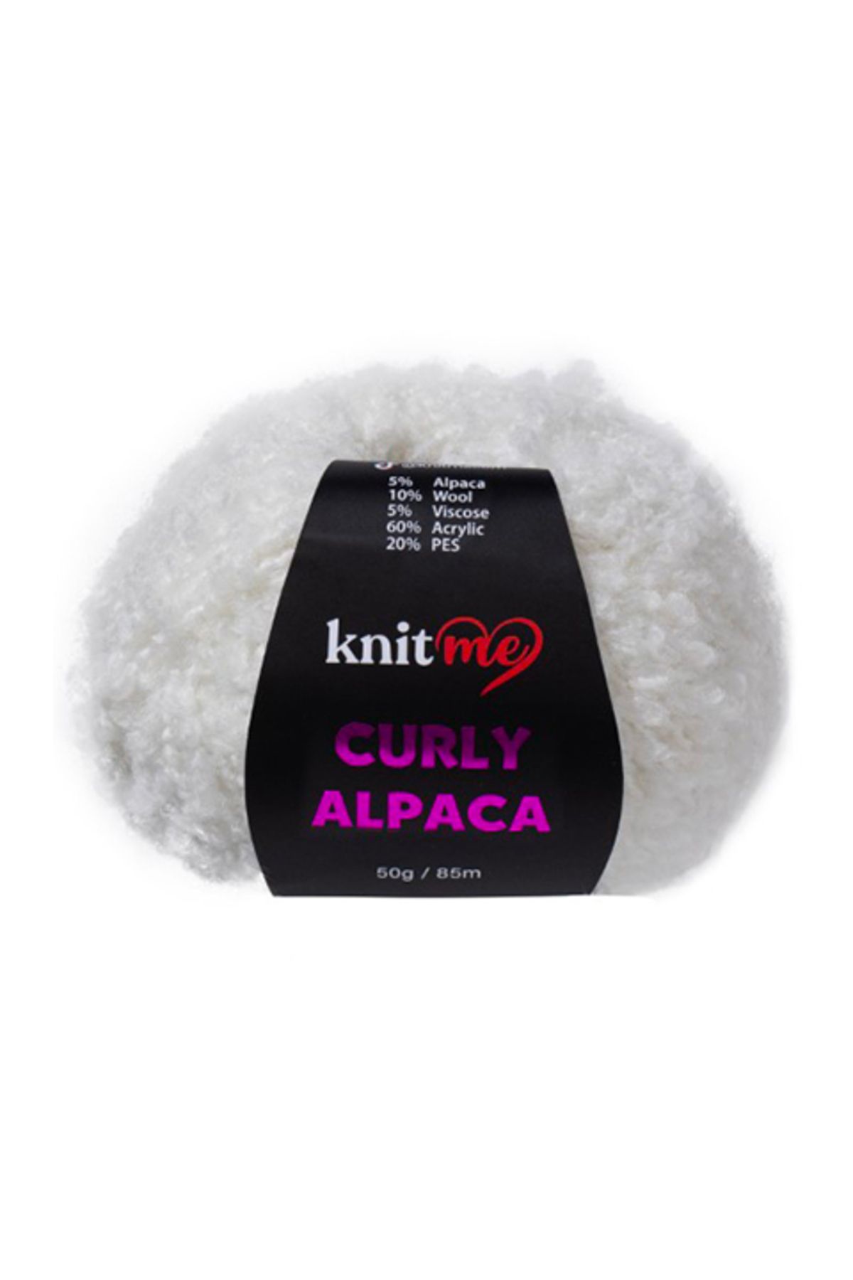 knitme 5 Adet Curly Alpaca Yün Karışımlı Kıvırcık Dokulu Yumuşak Peluş İp KC01 Beyaz