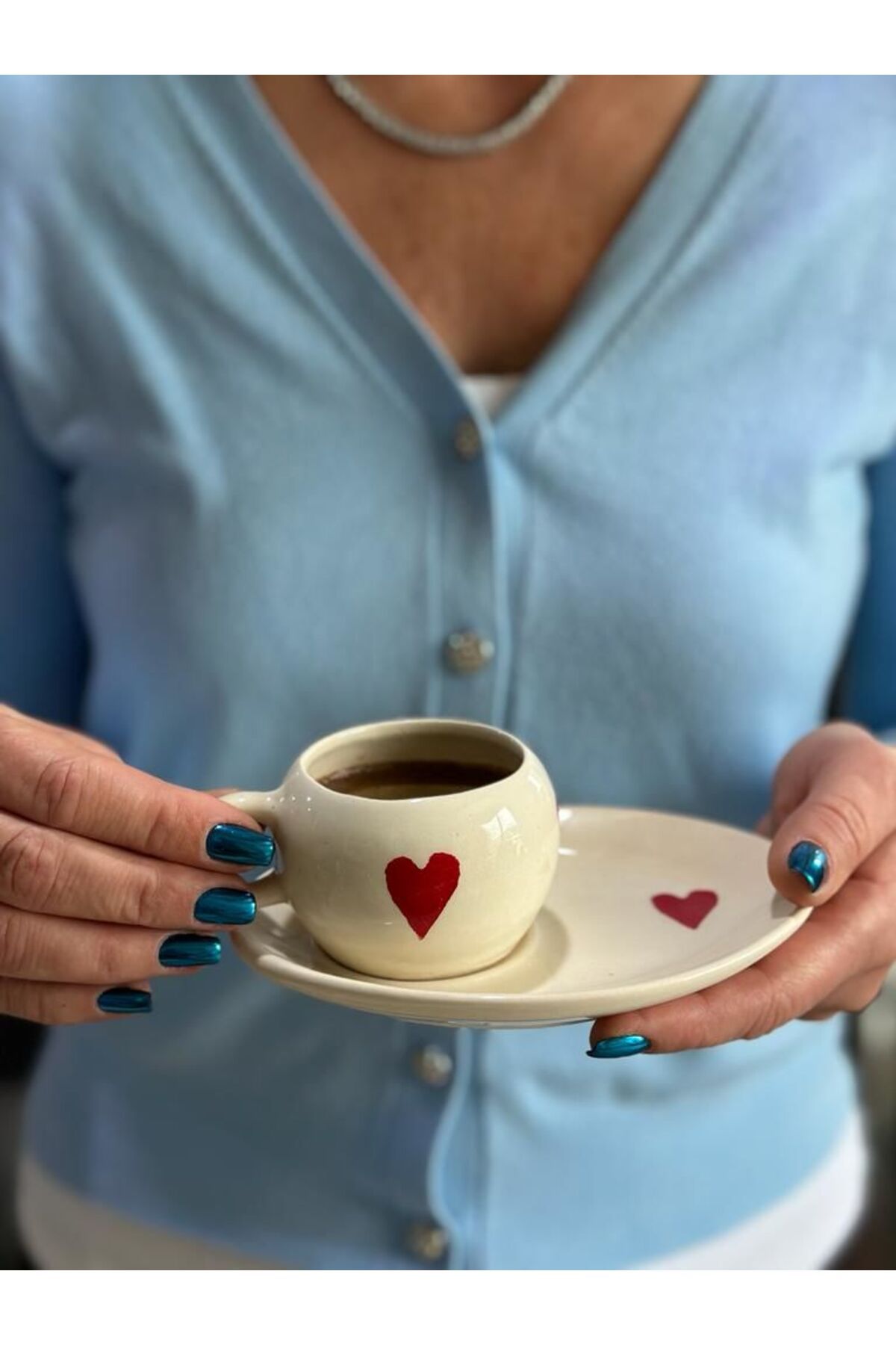 MeGgDecor Kalpli Türk Kahvesi Fincanı Tabağı İle
