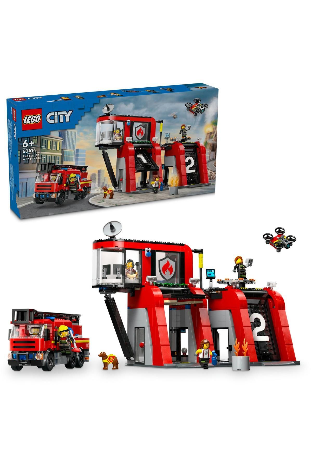 LEGO ® City İtfaiye Kamyonlu İtfaiye Merkezi 60414  - 6 Yaş ve Üzeri İçin Yapım Seti (843 Parça)
