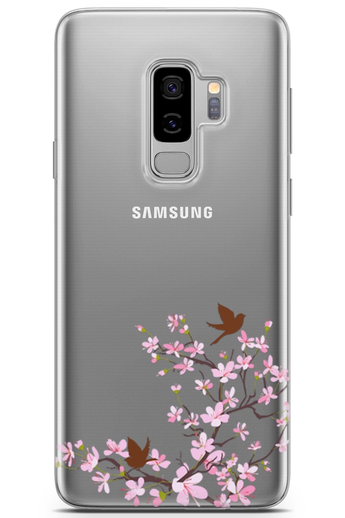 Lopard Samsung Galaxy S9 Plus Uyumlu Kılıf Clear Peony Kuşlar Neo Hybrid Kılıf