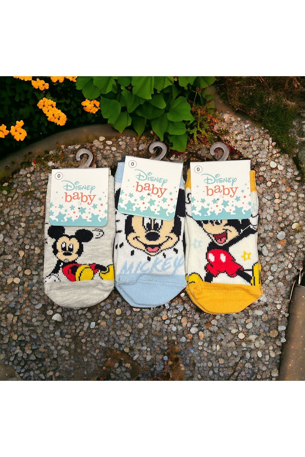 DİSNEY Mickey Mouse Lisanslı Erkek Bebek Soket Çorap 0,1,3 Yaş