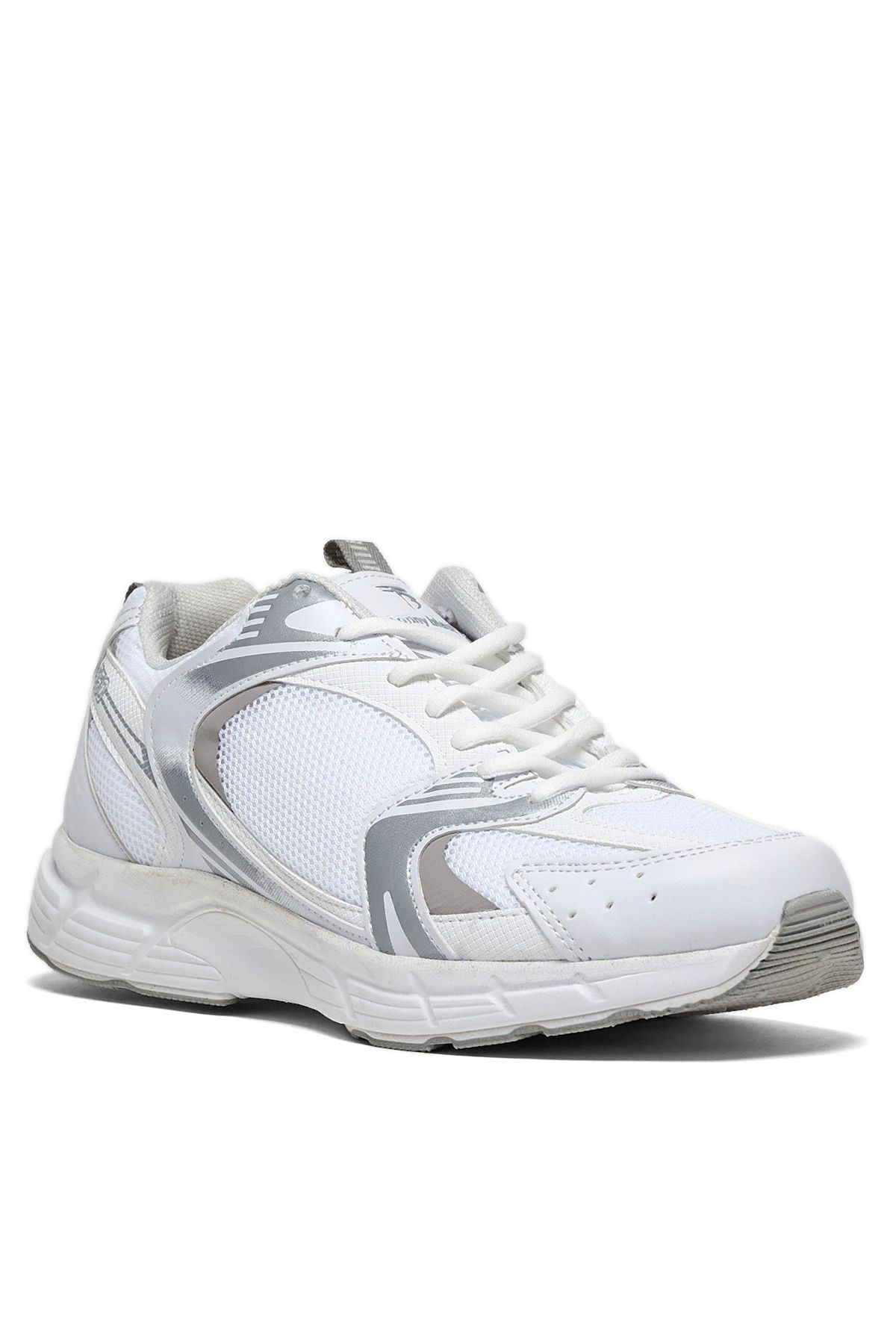 Tonny Black Unisex Beyaz Gümüş Faylon Taban Bağcıklı Spor Ayakkabı