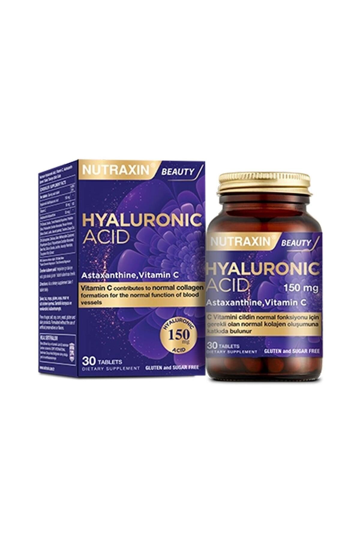 Nutraxin Beauty Hyaluronic Acid 30 Tablet Hyaluronik Asit, Vitamin C, Astaksantin İçeren Takviye Edici Gıda