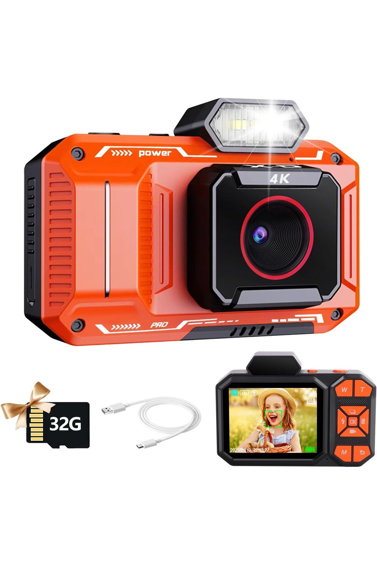 Mingfuxin 4K 48 MP otomatik odaklama fotoğraf vlogging kamerası, kompakt şarj edilebilir dijital kamera