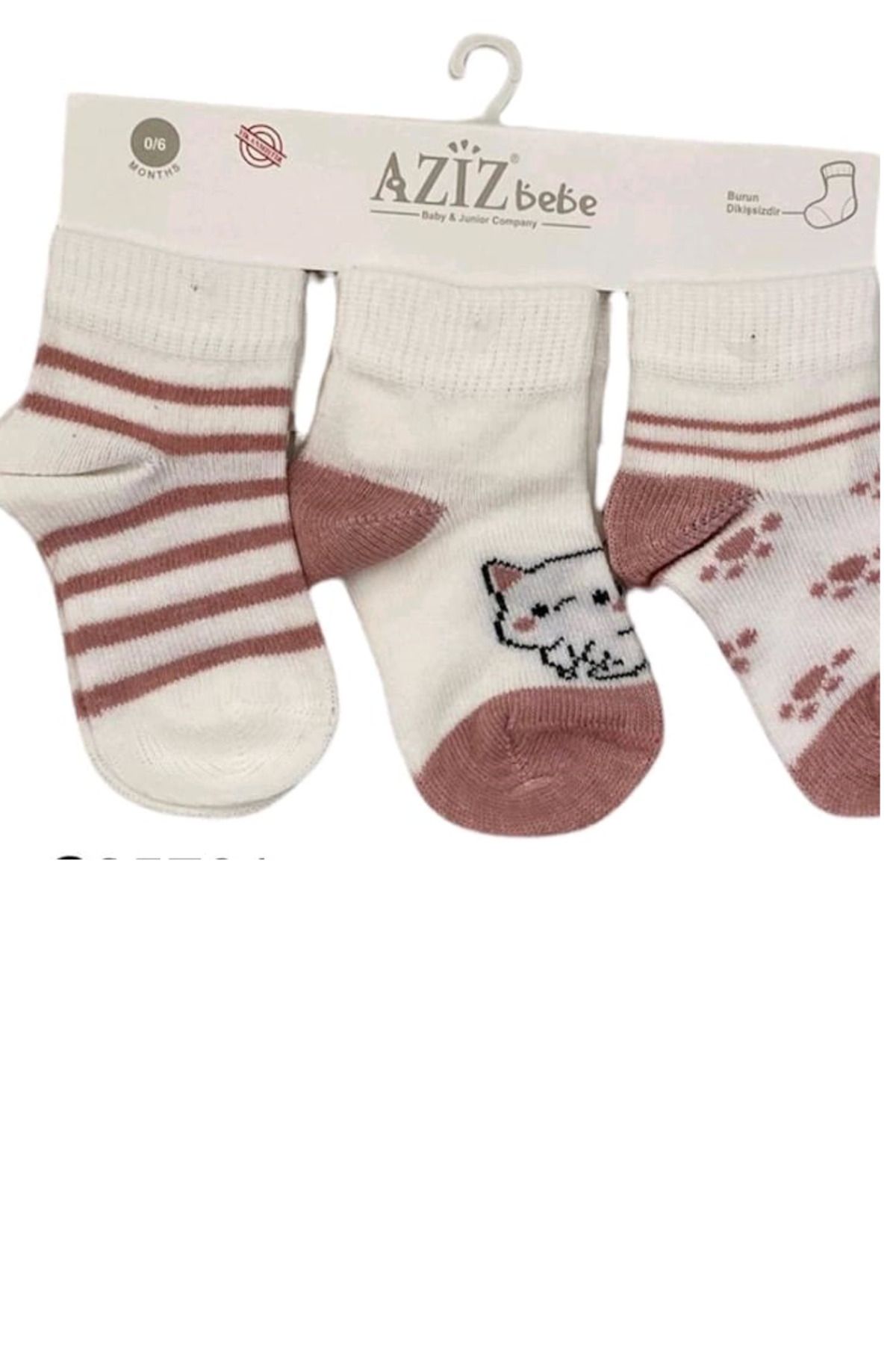 Aziz Bebe Üçlü Kız Bebek Çorap