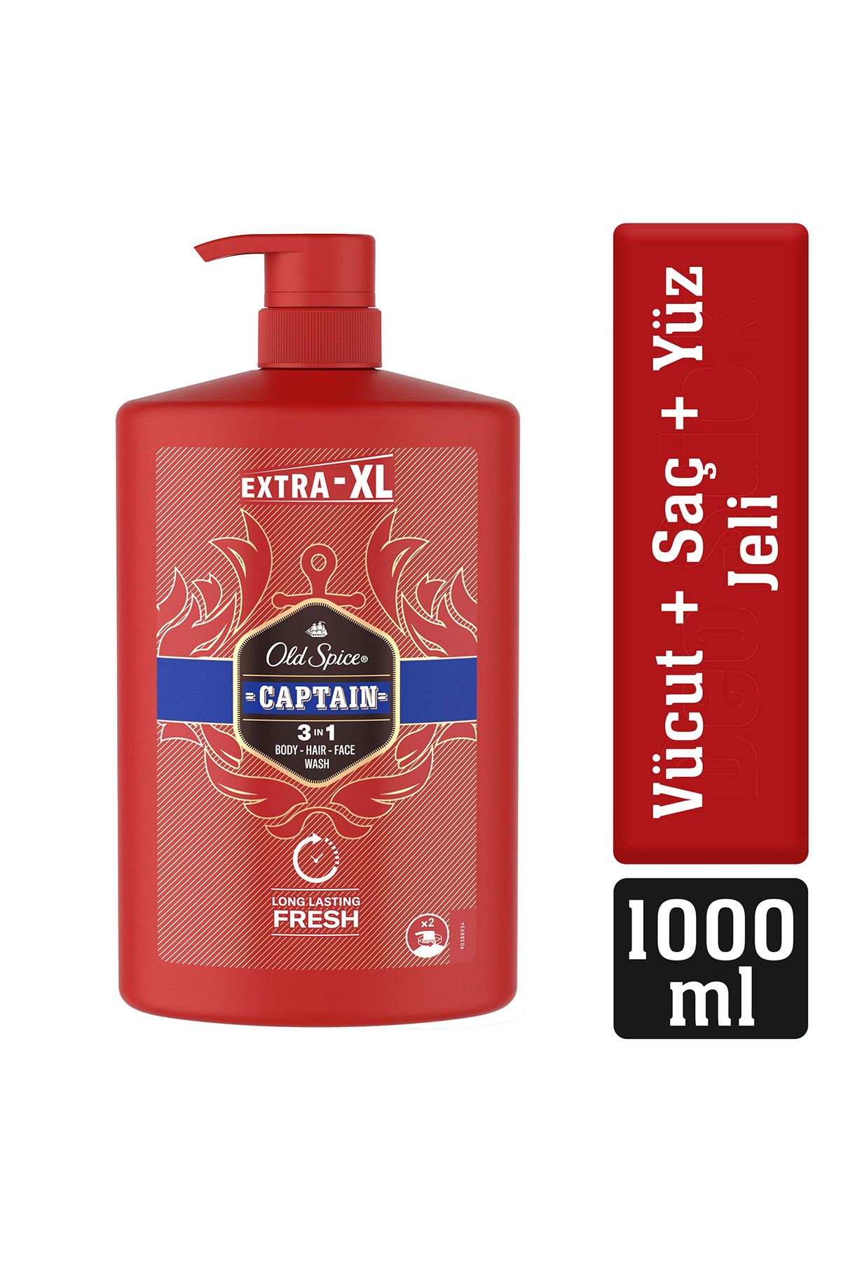 Old Spice Captain Erkekler İçin Duş Jeli ve Şampuan 1000 ml Ekstra-XL