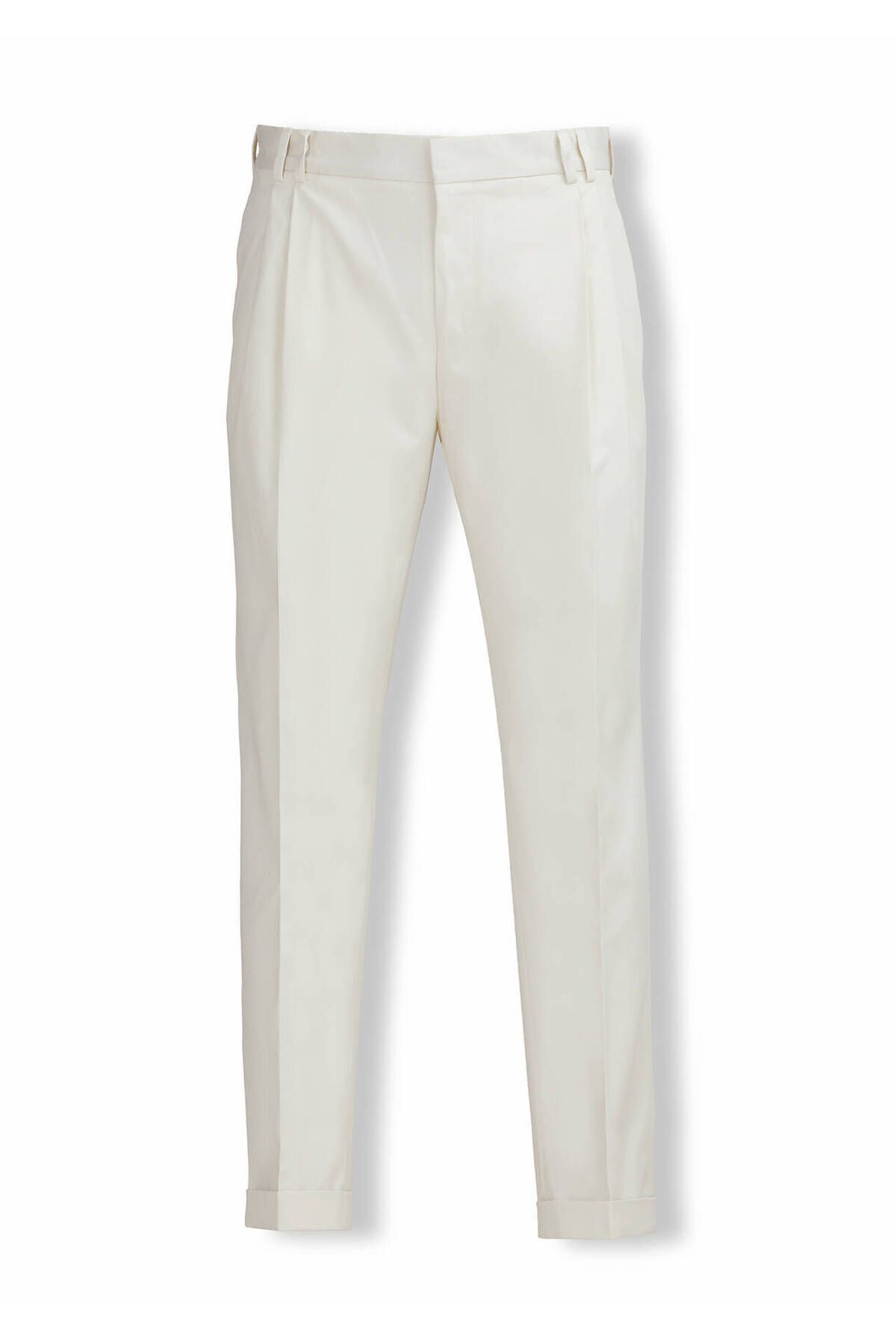 Ramsey Ekru Düz Kumaş Modern Fit Klasik Pamuk Karışımlı Pantolon