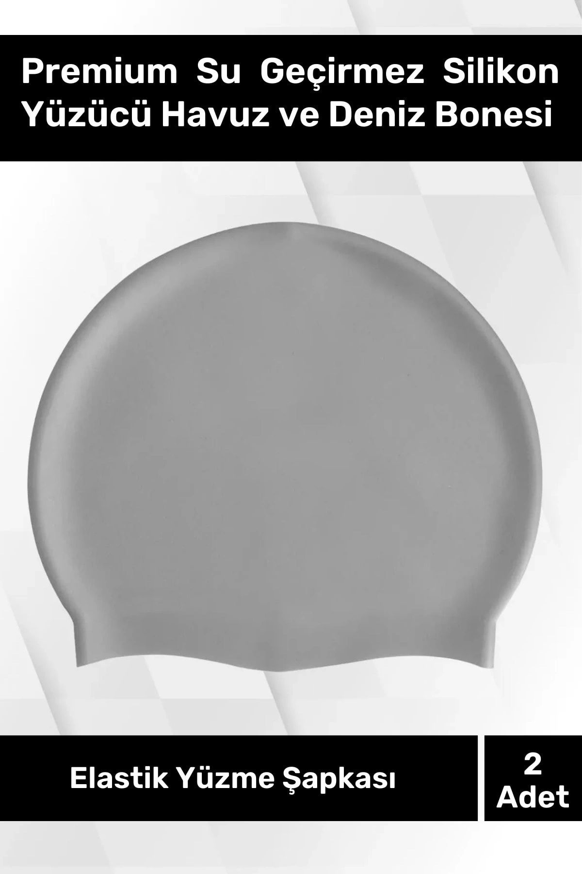 Genel Markalar Premium Su Geçirmez Silikon Yüzücü Havuz Ve Deniz Bonesi Elastik Yüzme Şapkası 2'li Set