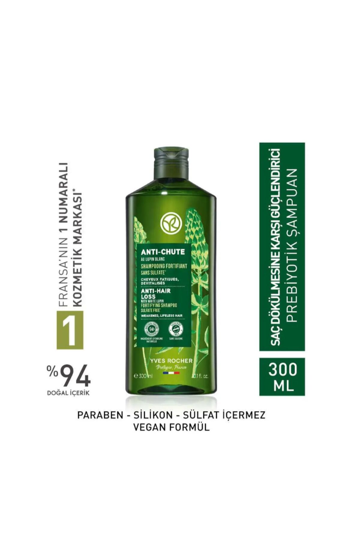 Yves Rocher Prebiotic Shampoo AntiChute Against Hair Loss Herbal protection shield against hairloss 300 ml