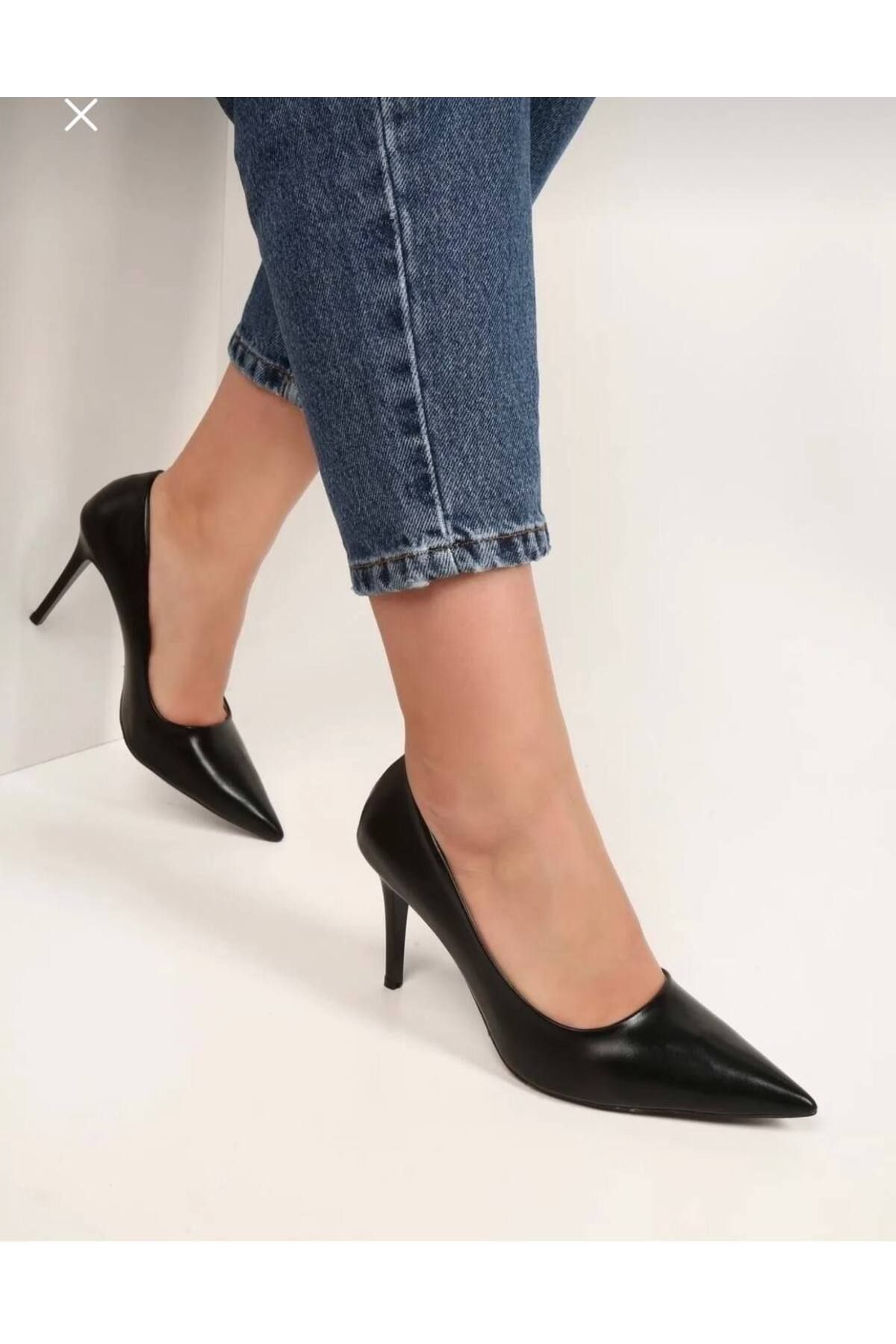 Essen kadın metalik klasik topuklu ayakkabı stiletto