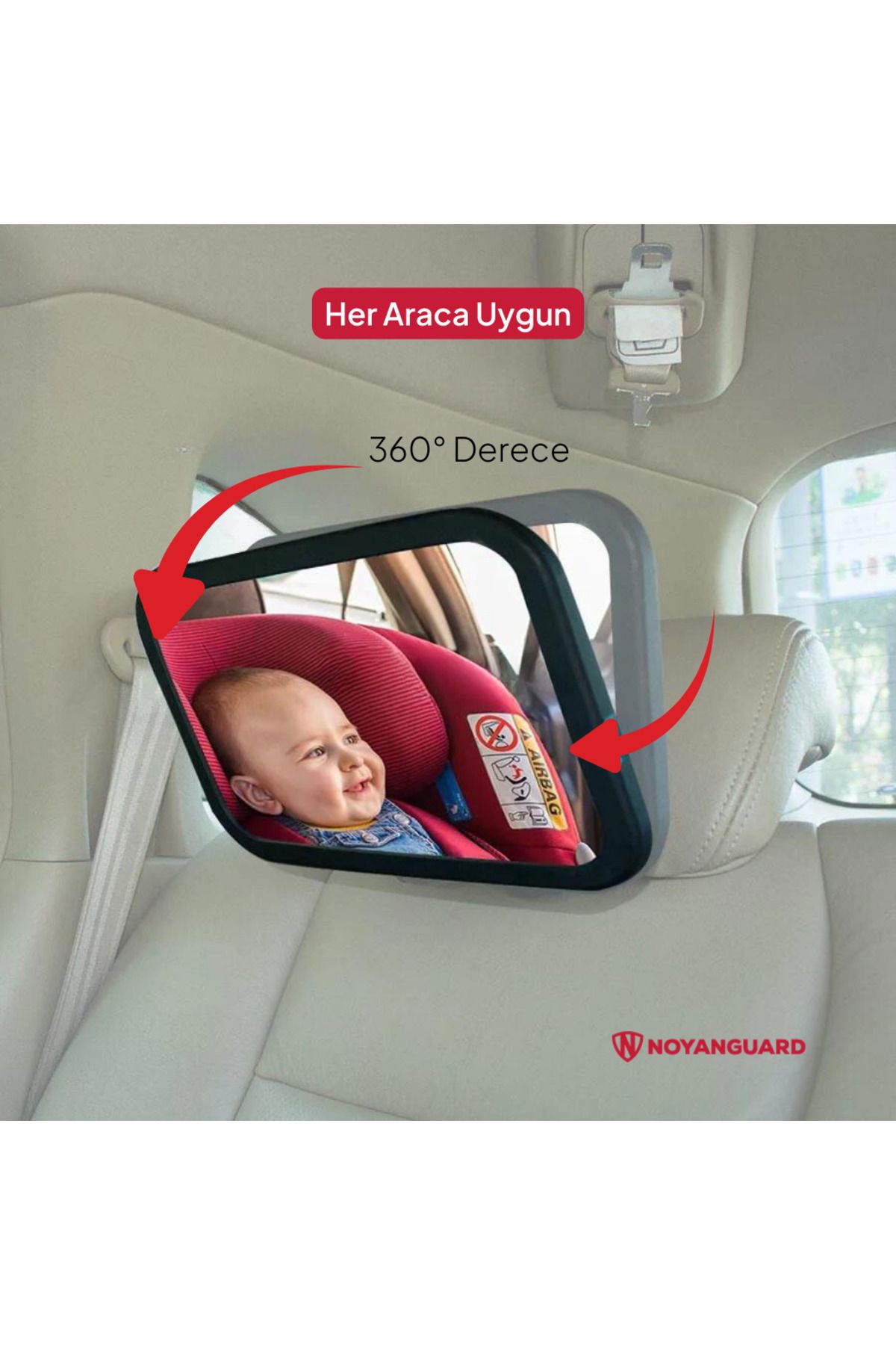 Noyanguard Araba Puset Dikiz Aynası 360 Derece Dönen Ayarlanabilir Dışbükey Geniş Açılı