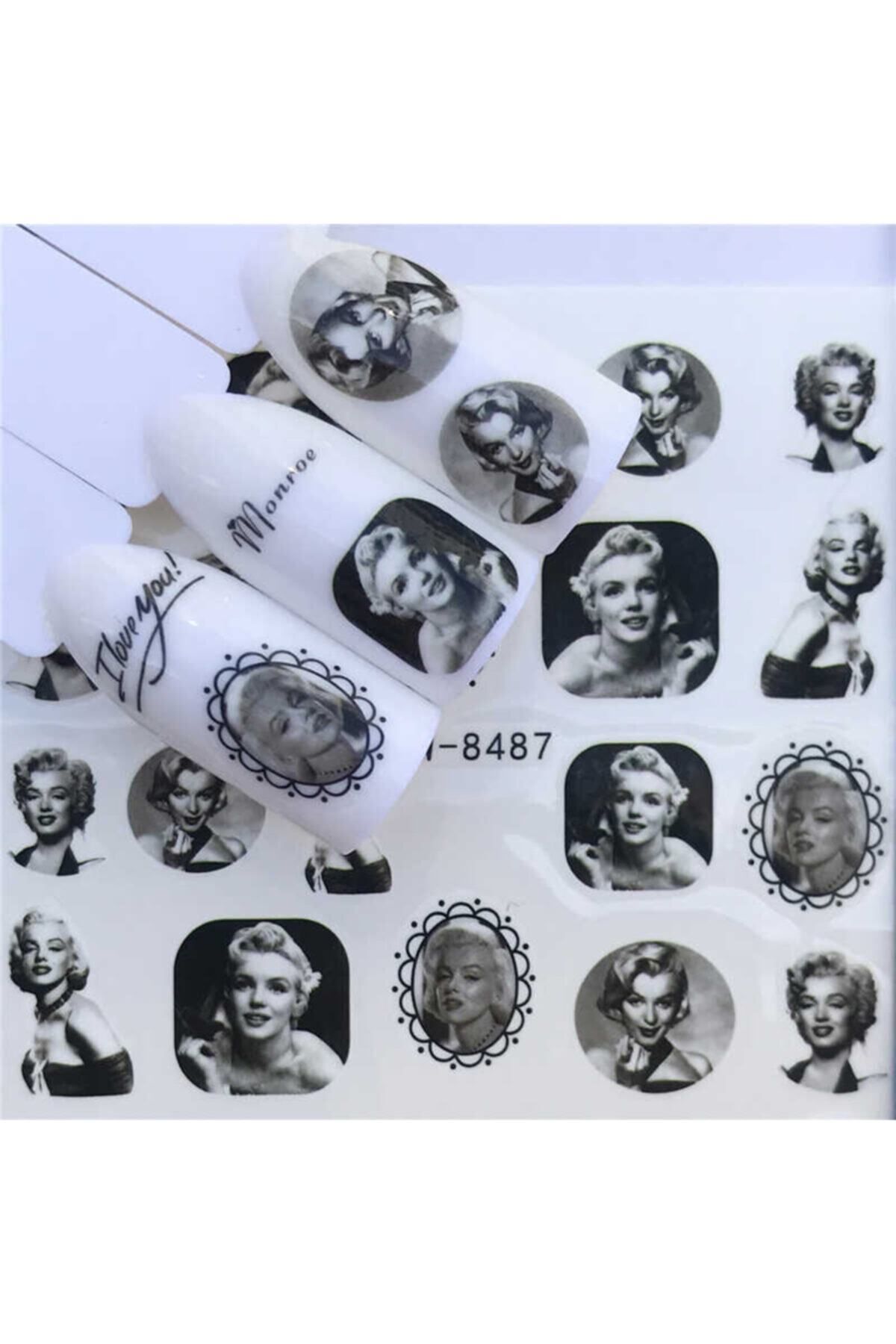 Market66 Marilyn Monroe Tırnak Dövmesi Vinil Sticker Çoklu Nail Dövme Film Artist Figür 6x5.5
