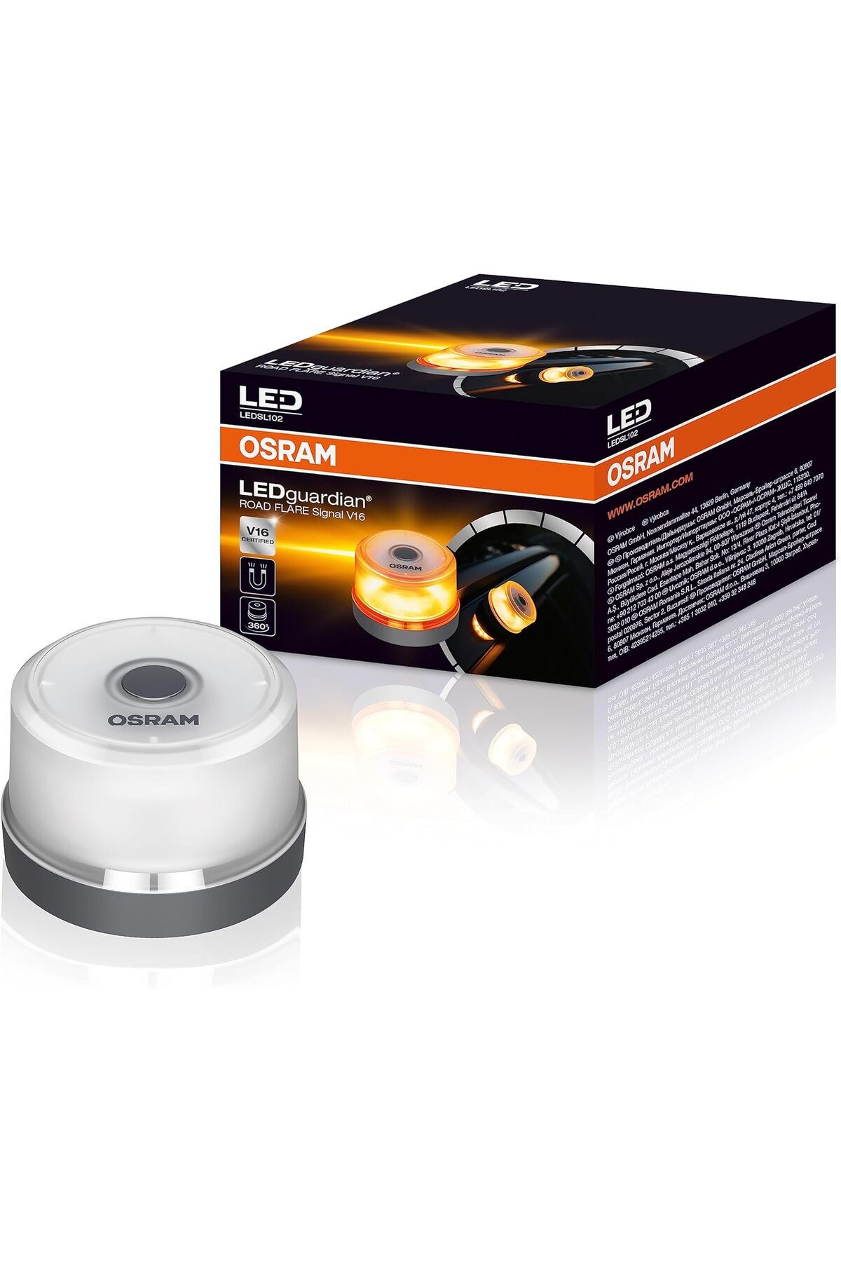 Osram Güçlü LED'lere sahip acil durum flaşör ışığı, yuvarlak güvenlik uyarı lambası