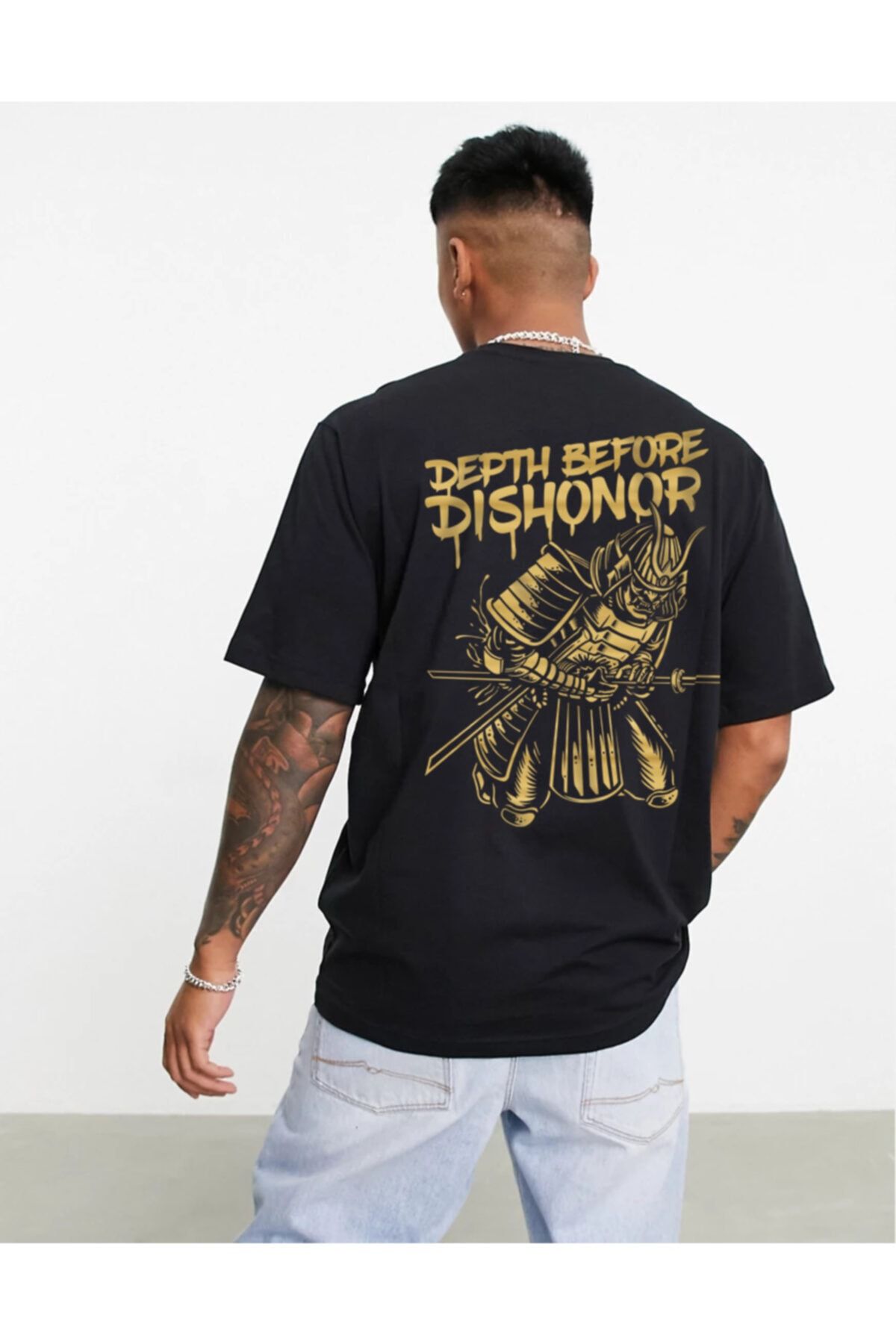 Ghedto Unisex Siyah Gold Warriors Oversize T-Shirt