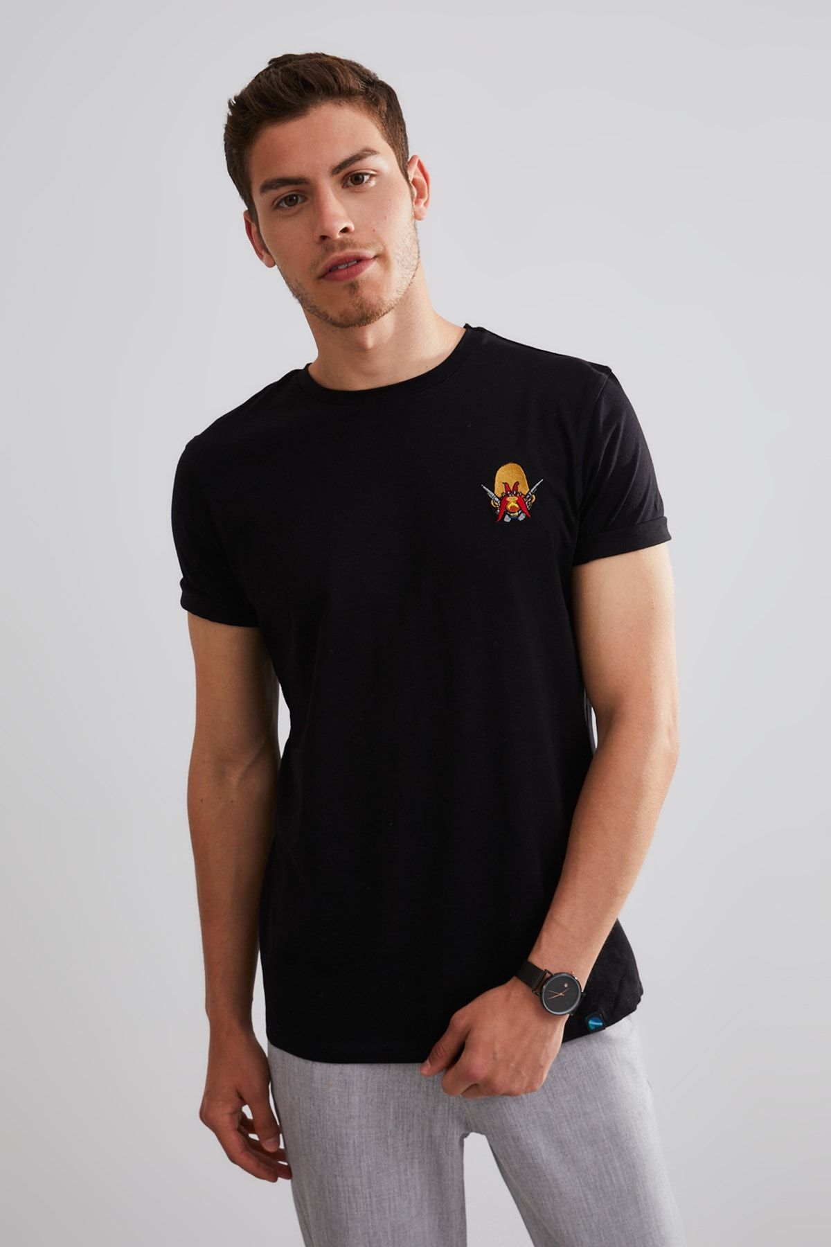 Northlight Unisex Siyah Sam Nakışlı T-shirt