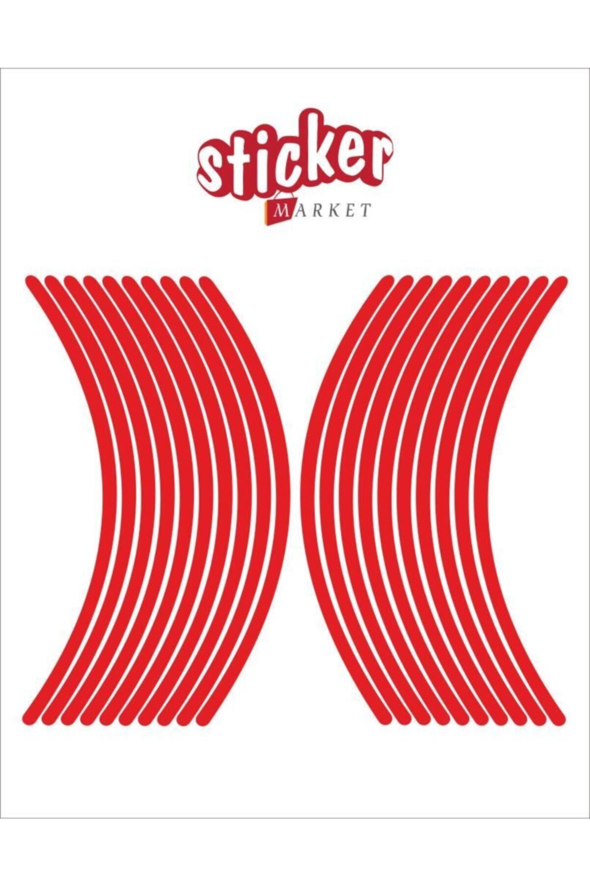 Sticker Market Kırmızı Fosforlu Jant Şeridi