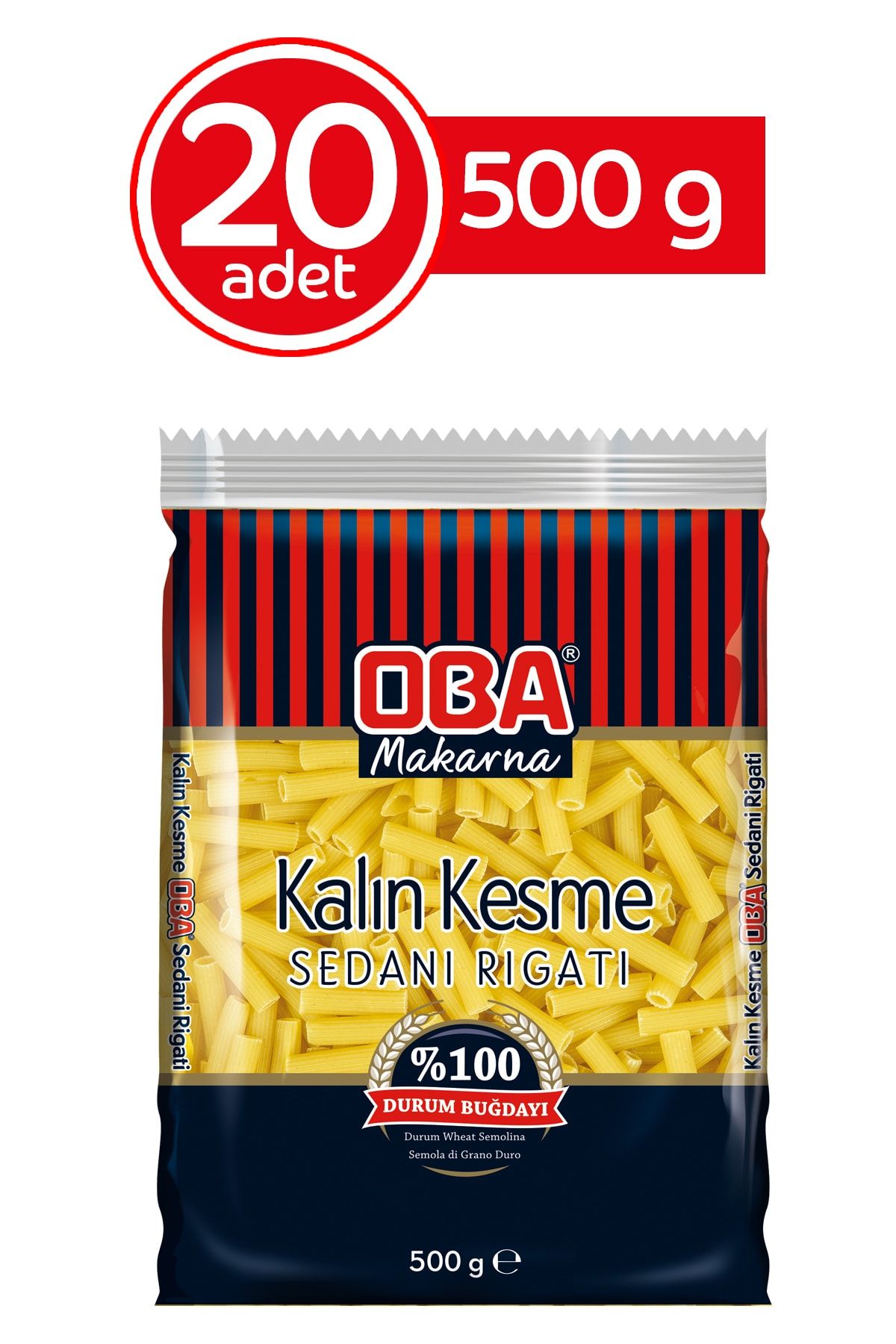 Oba Makarna Kalın Kesme Makarna 500 Gr (20'li Paket)