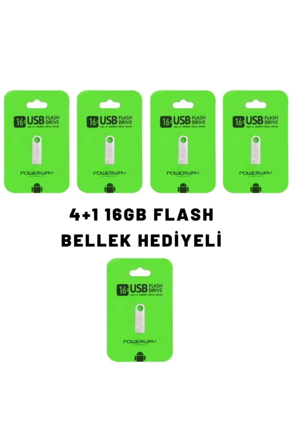 Powerway 4 Adet 16 Gb Metal Usb Flash Bellek +16 Gb Metal Flash Bellek Hediyeli (4+1)