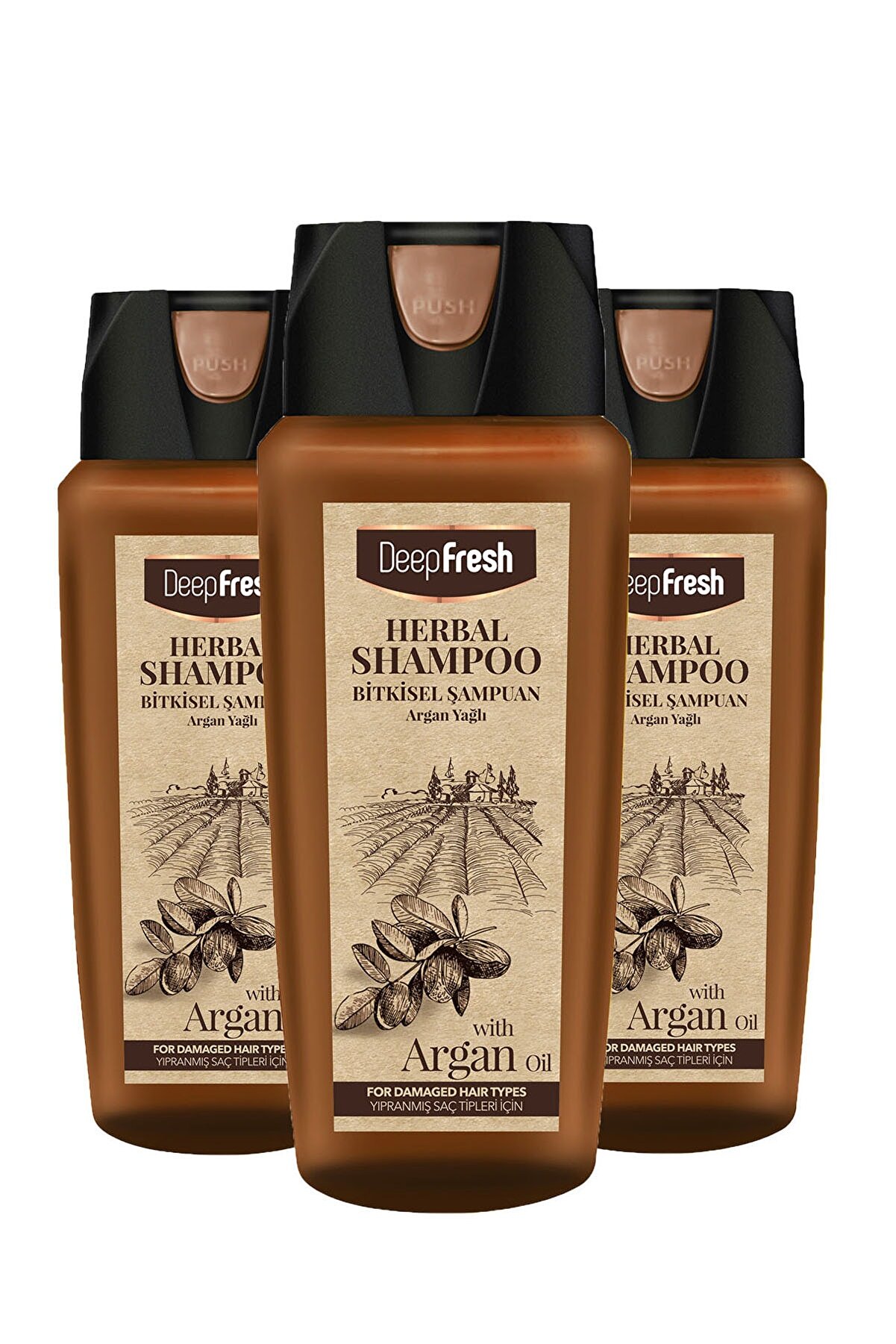 Deep Fresh Herbal Bitkisel Şampuan Argan Yağı Özlü Yıpranmış Saçlar 3 X 500 Ml