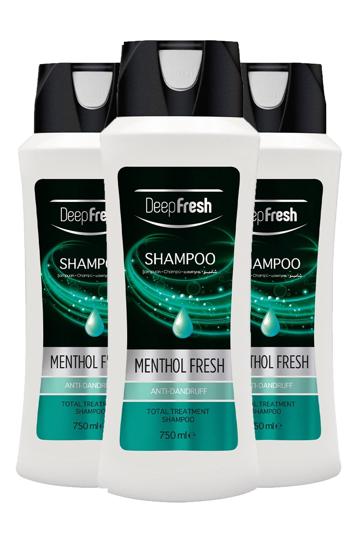 Deep Fresh Şampuan Mentol Kepekli Saçlar 3 X 750 ml