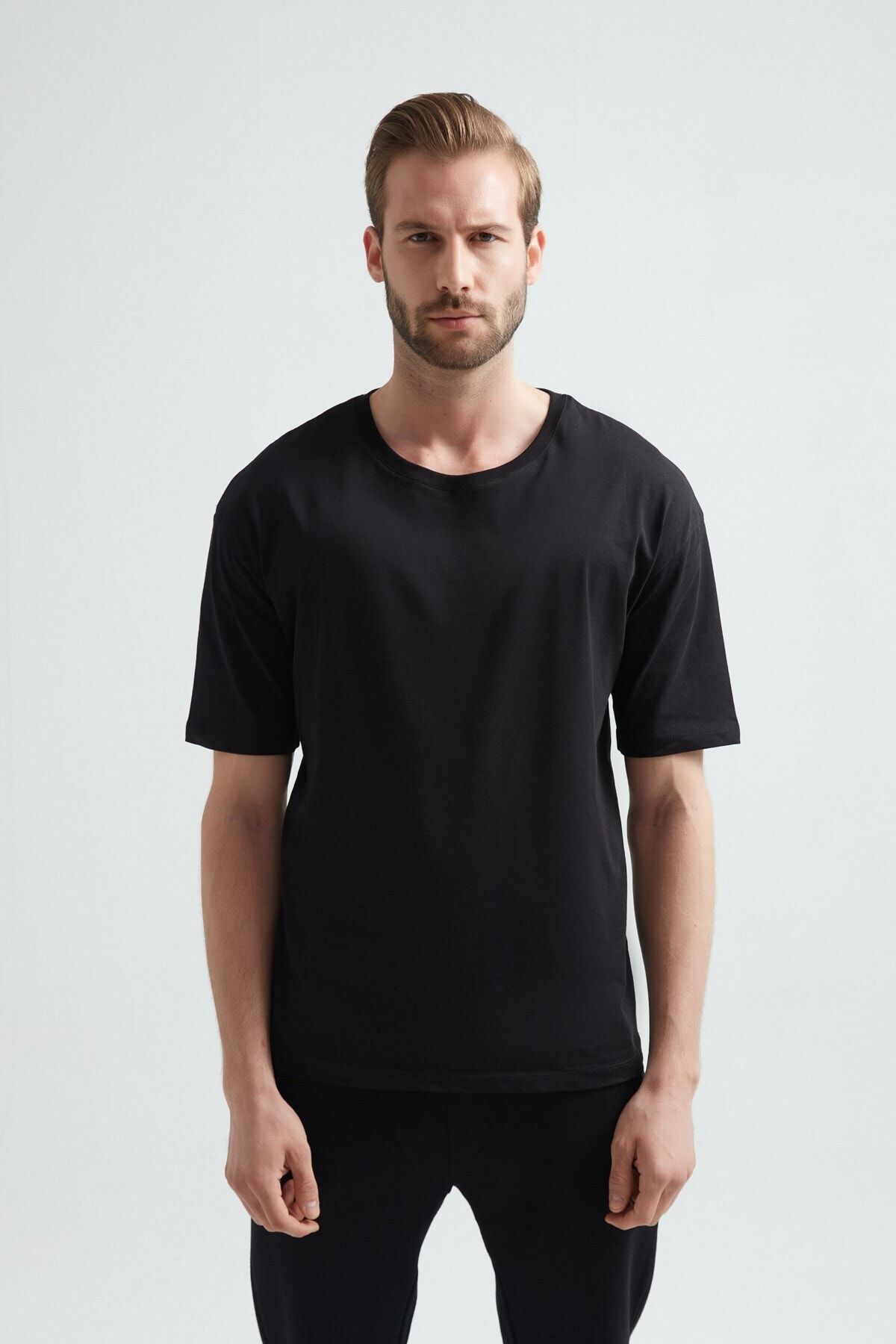 ERDEM İÇ GİYİM Erdem Weweus Siyah Oversize Erkek T-shirt 1023