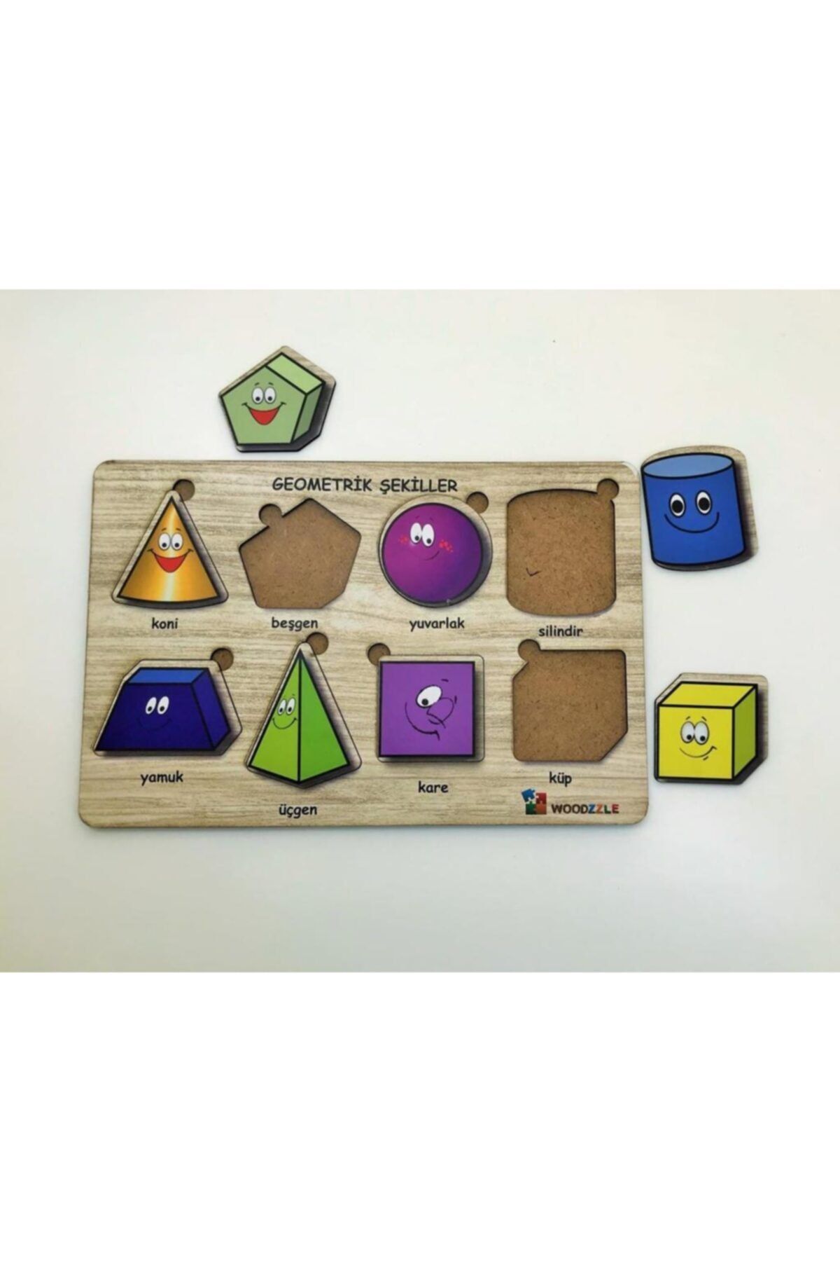Bundera Montessori Ahşap Geometri Geometrik Eğitici Puzzle Bultak Çocuk Oyuncağı