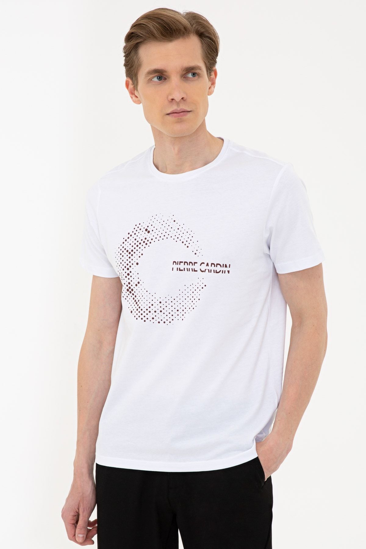 Pierre Cardin Beyaz Slim Fit Bisiklet Yaka T-Shirt