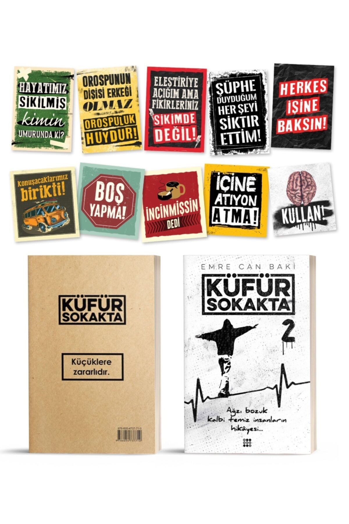 Dokuz Yayınları Küfür Sokakta Set - Özel Tasarım Sticker Hediyeli Emre Can Baki Bdrkitap