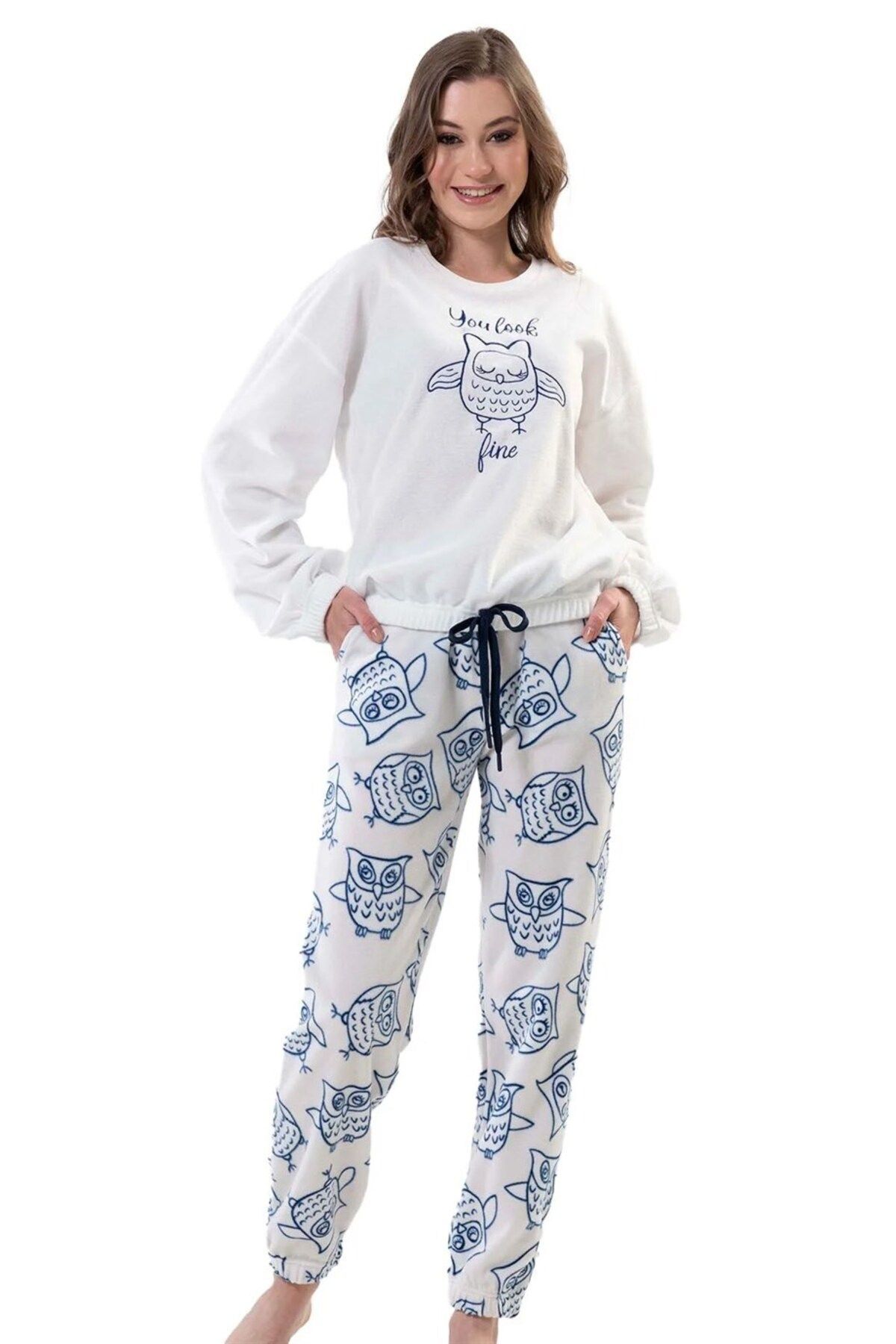 Vienetta Vienetta Kadın Polar Uzun Kollu Pijama Takımı