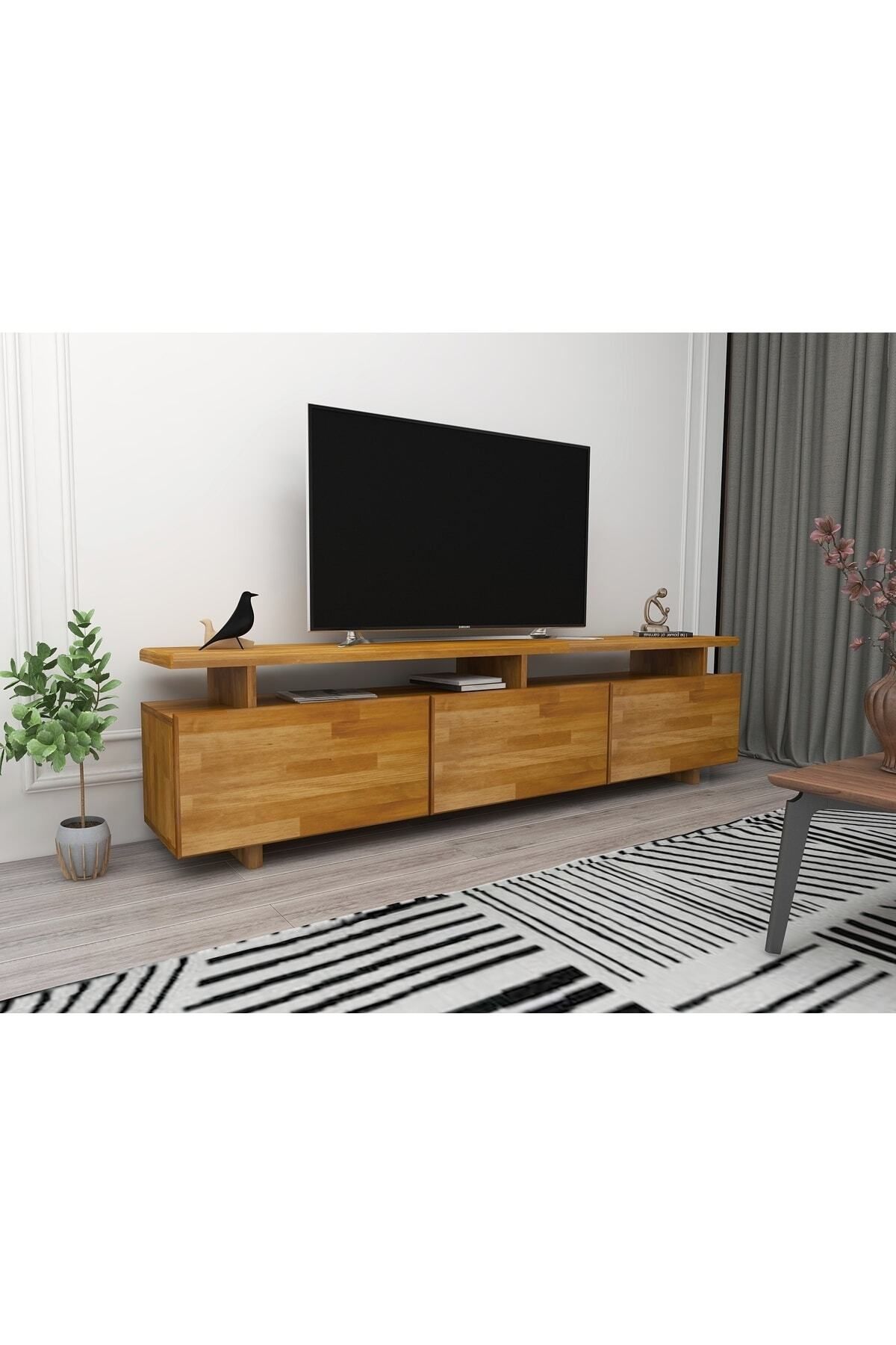 WOODFACE Verona Çekmeceli Televizyon Sehpası 174x30 Doğal Ahşap Özel Tasarım