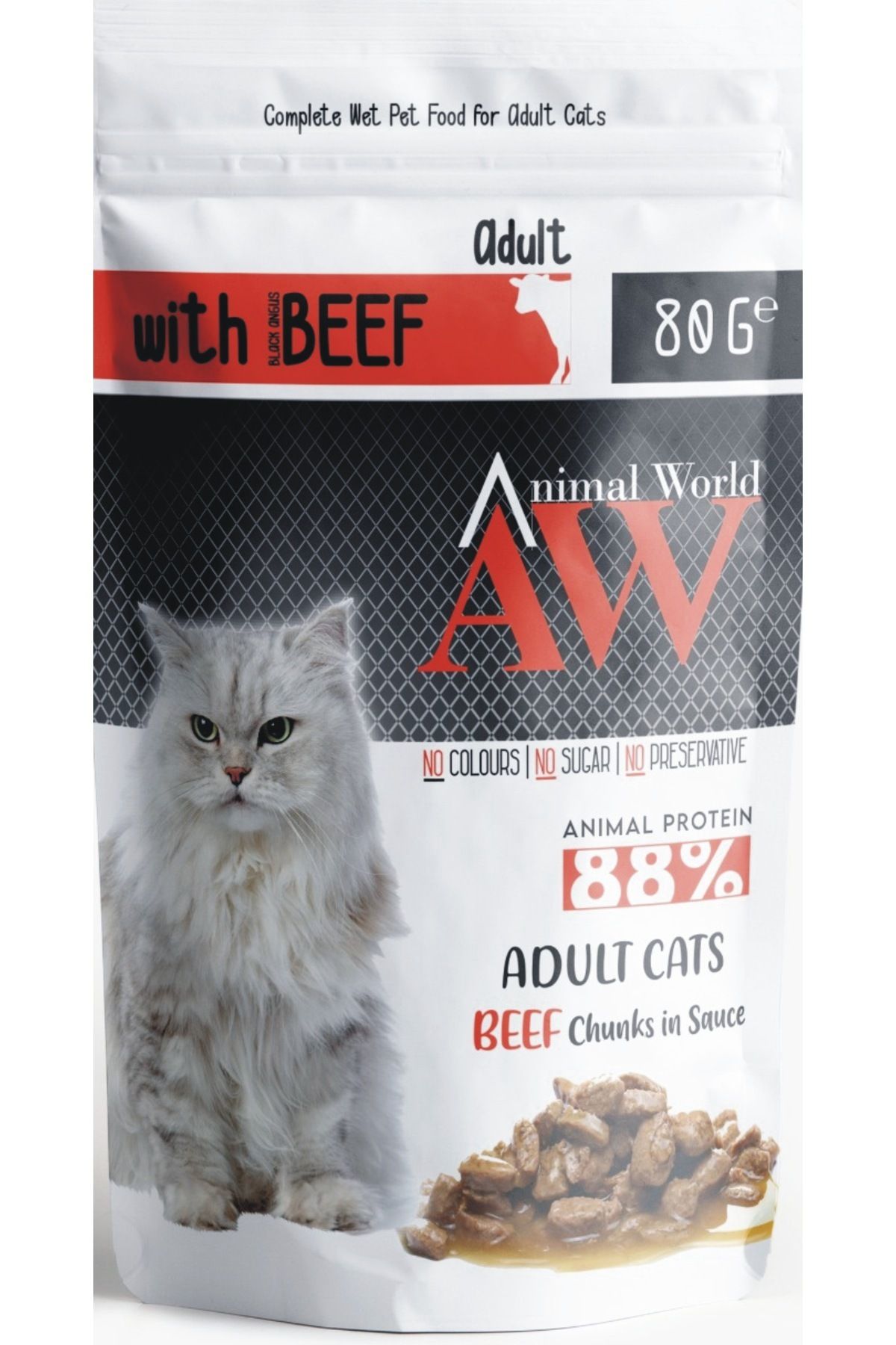 Animal World Biftekli kedi konservesi 24 Adet x 80 Gram