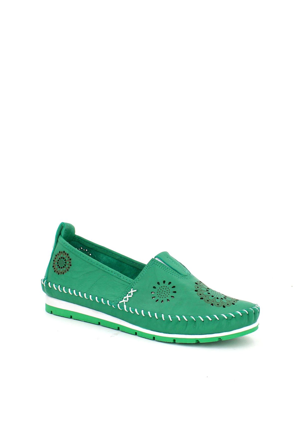 Deripabuc Hakiki Deri Yeşil Kadın Deri Casual Ayakkabı Dp16-0066