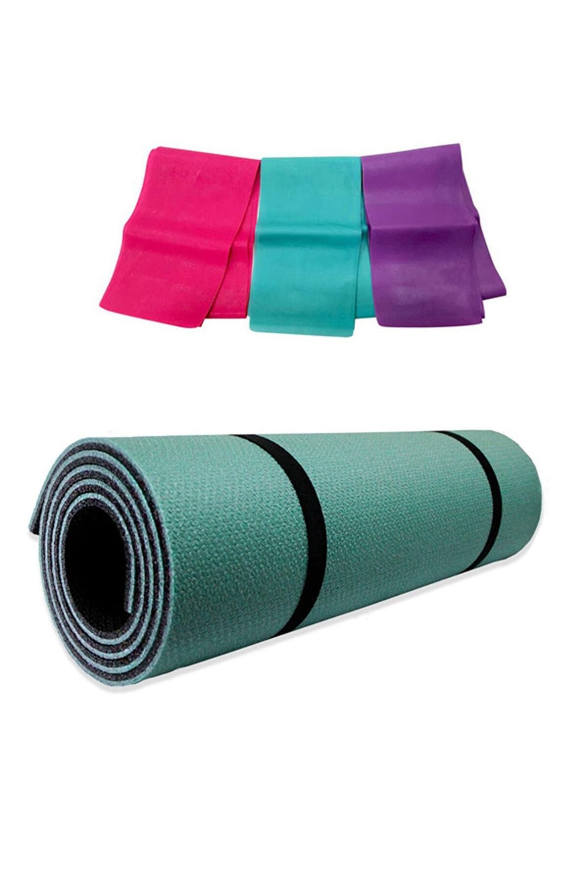 Tayzon 8mm Haki Pilates Minderi & Yoga Mat Çift Taraflı Plates Egzersiz Direnç Lastiği