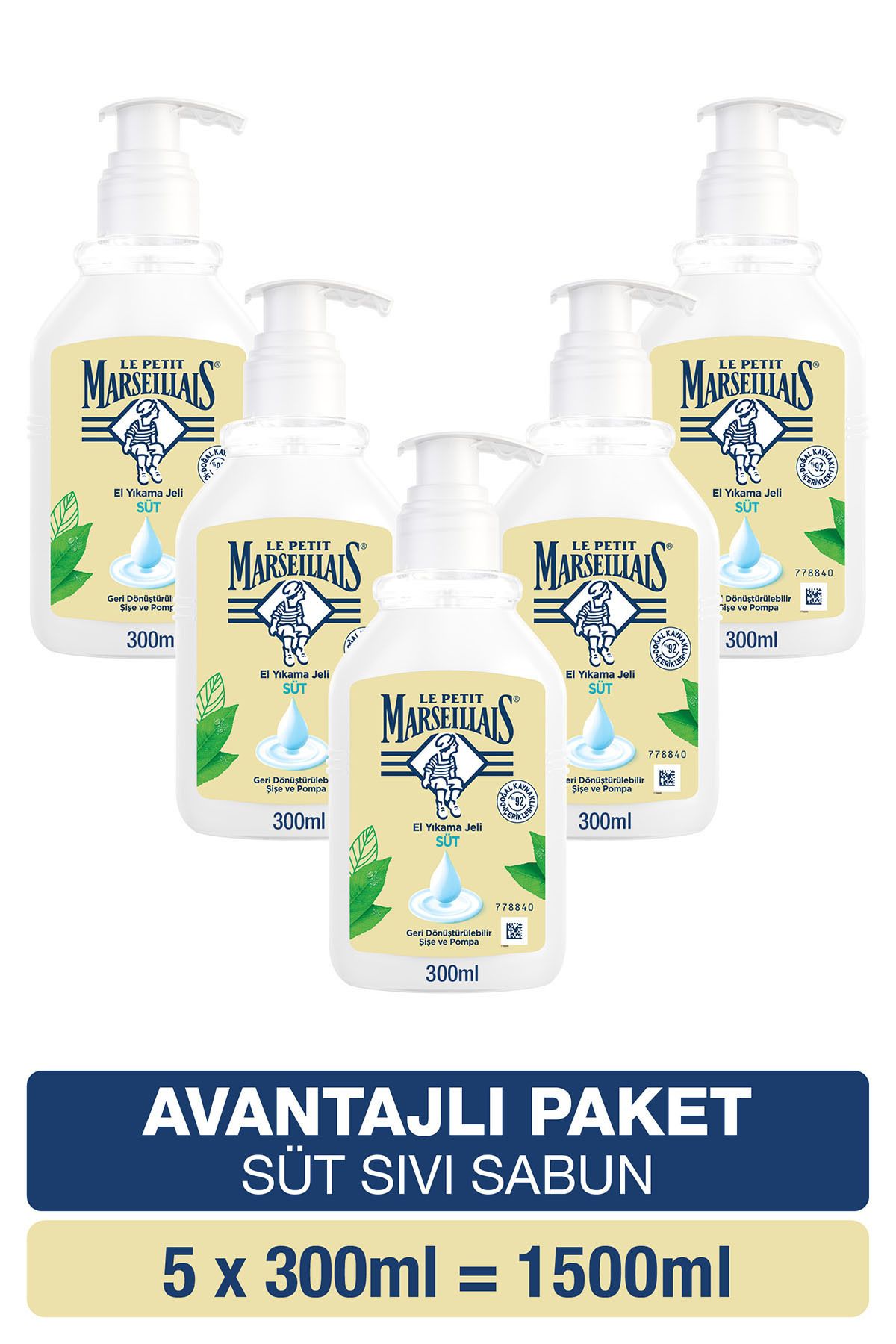 Le Petit Marseillais Nemlendirici Sıvı Sabun Süt 300 ml X5 Avantajlı Paket