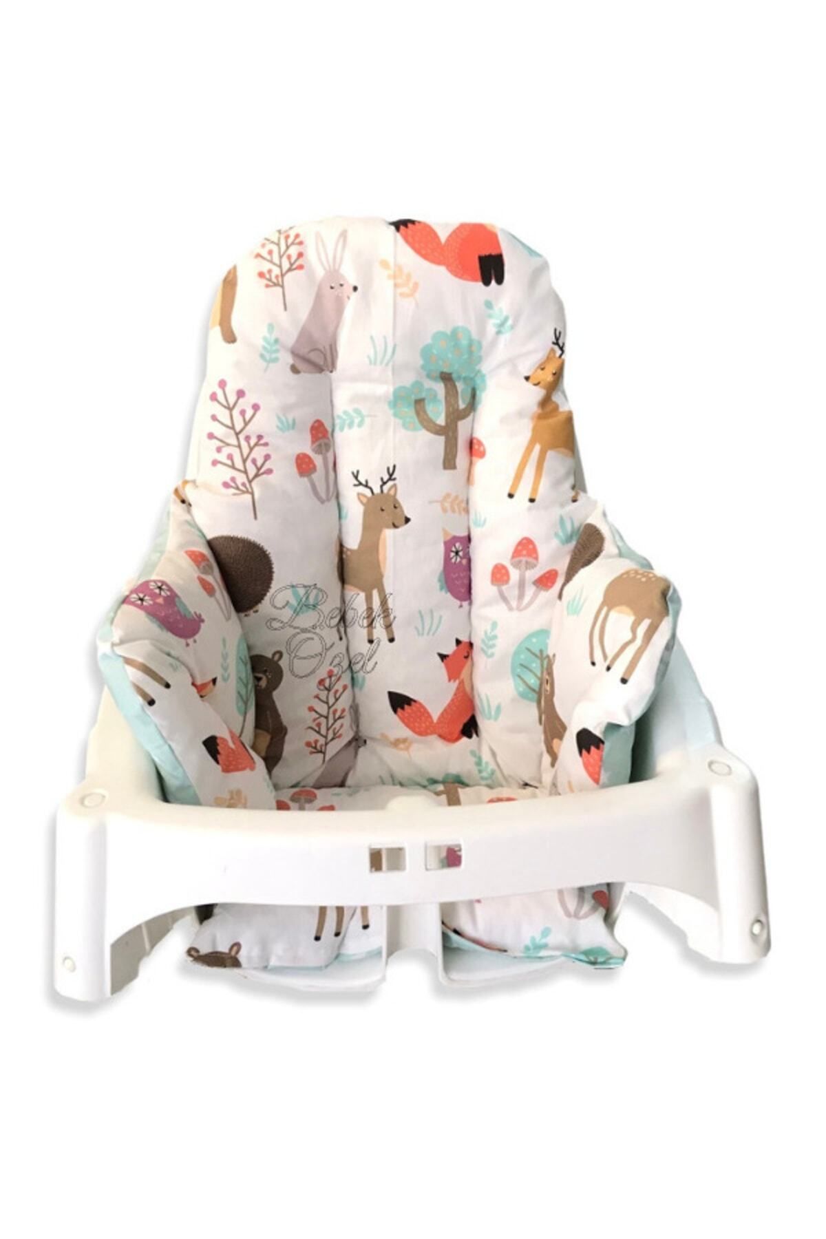 Babynia Bebek Çocuk Mama Sandalyesi Minderi Doğa Yeşil Desenli