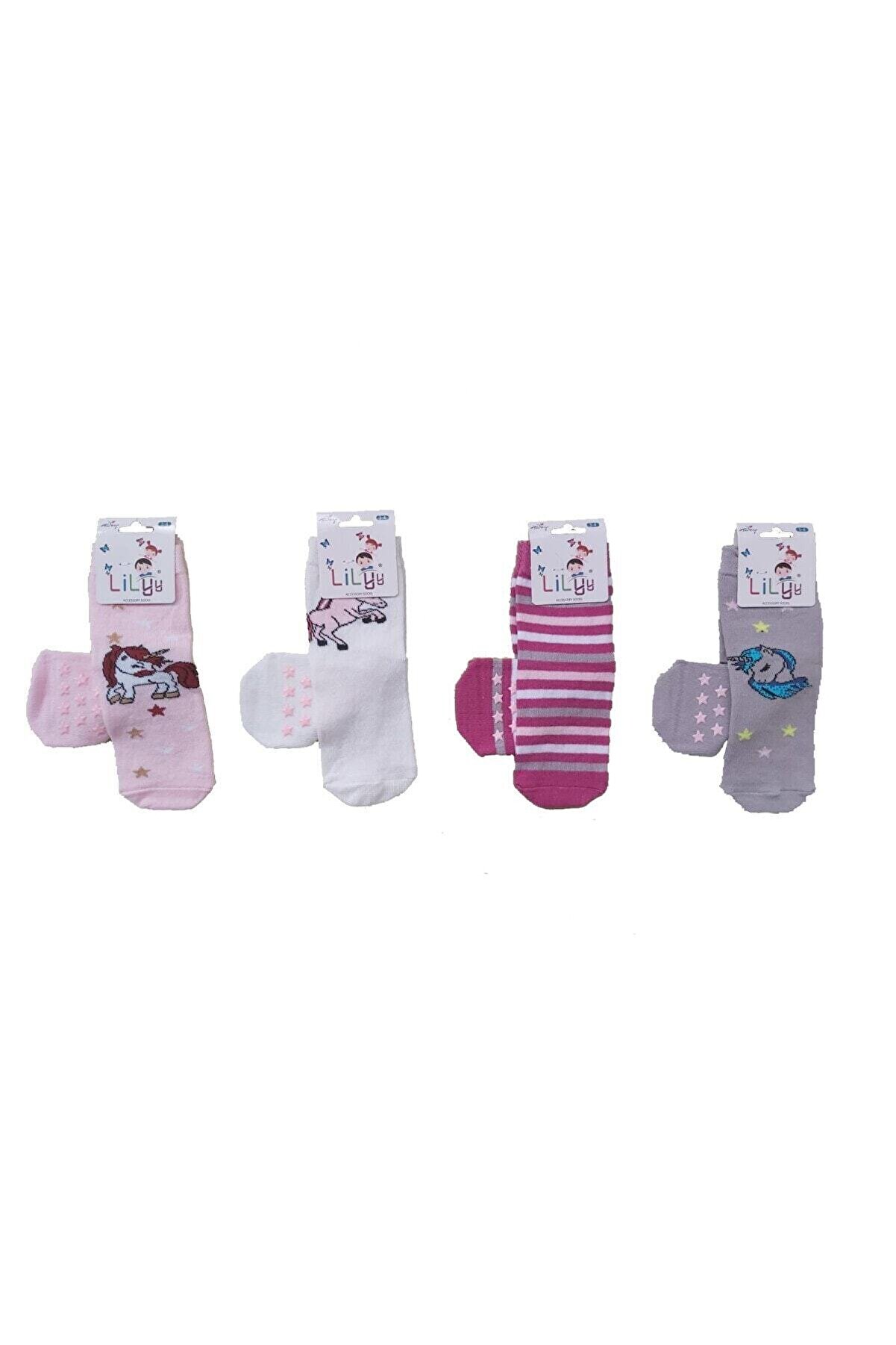 Lilyy Baby & Kids Socks Kız Çocuk Asorti 3 Çift Taban Kaydırmaz Soket Çorap